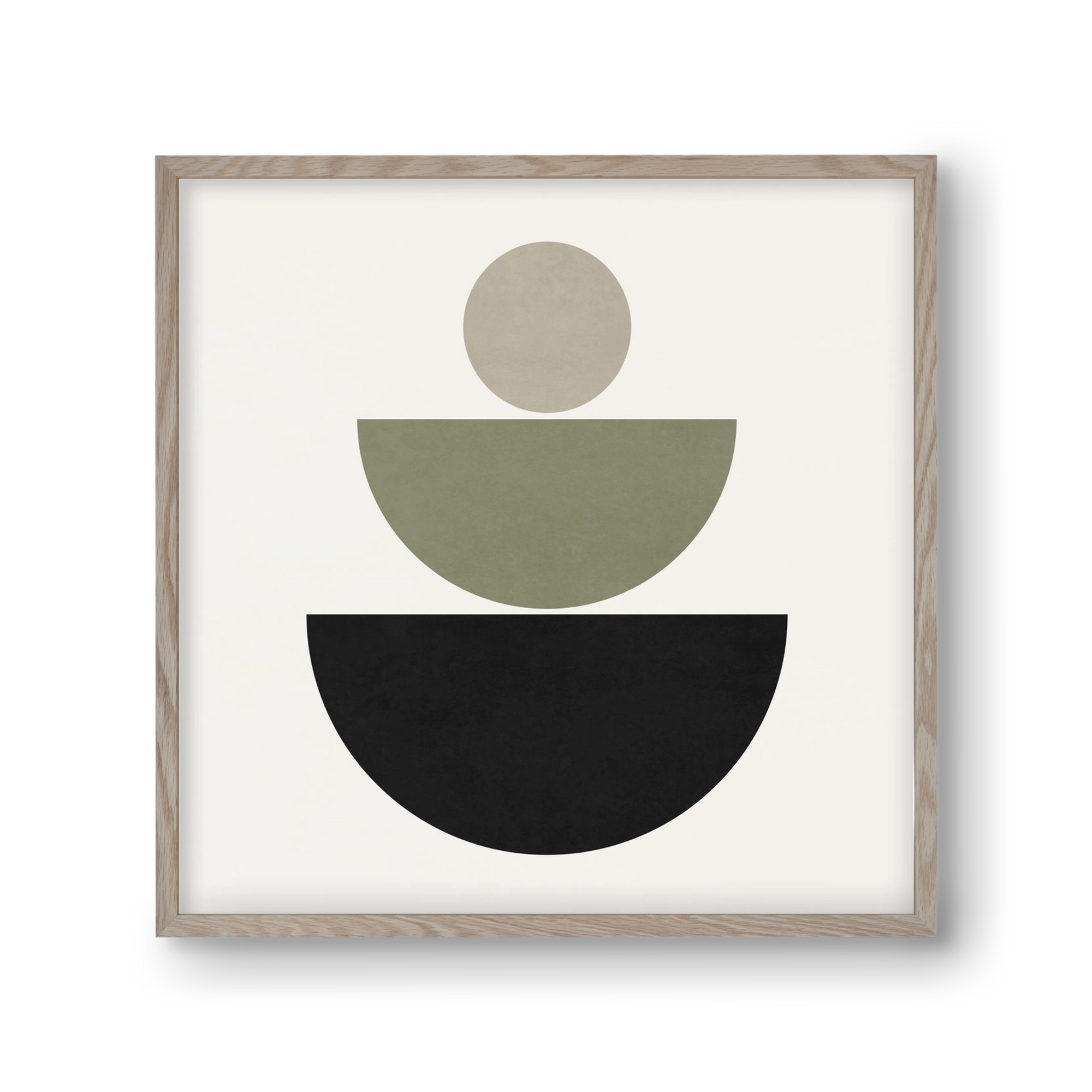 GEOMETRIC SHAPES  - GREEN AND BLACK, 30x30 cm (30x30 cm), Tölgy keret