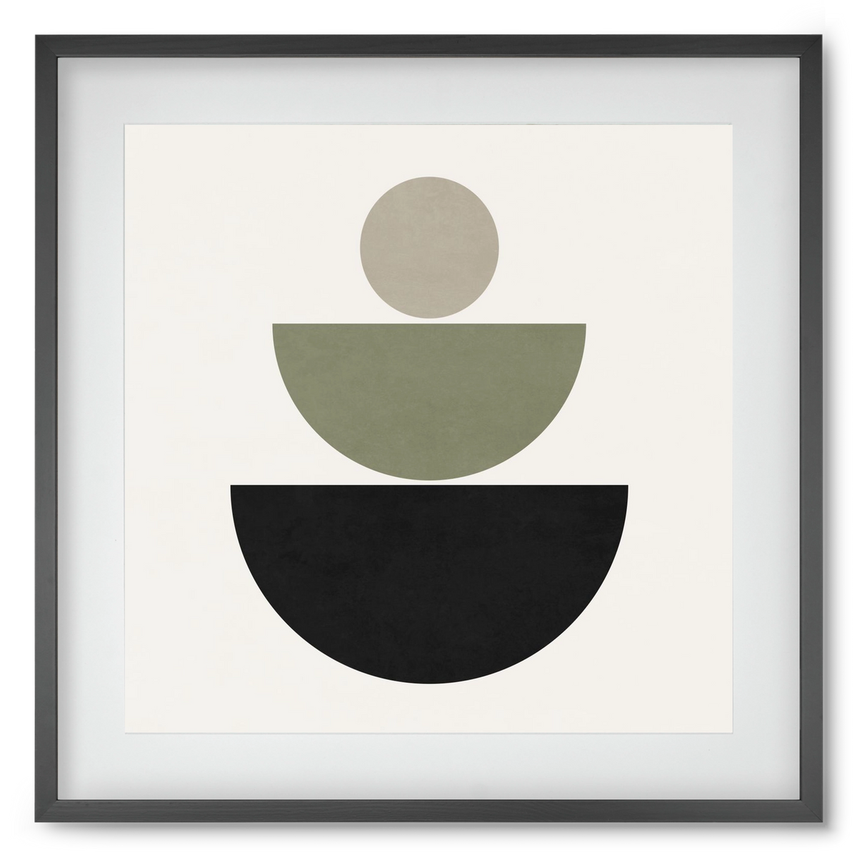 GEOMETRIC SHAPES  - GREEN AND BLACK, 50x50 cm (40x40 cm), Fekete keret, paszpartuval