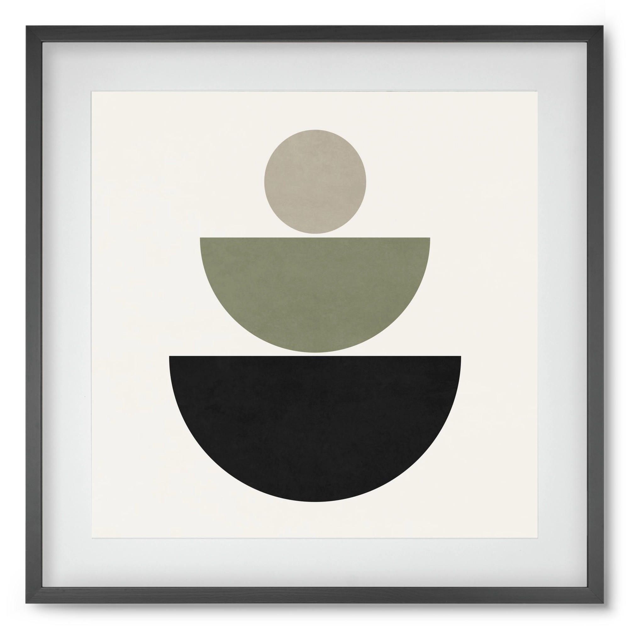 GEOMETRIC SHAPES  - GREEN AND BLACK, 50x50 cm (40x40 cm), Fekete keret, paszpartuval