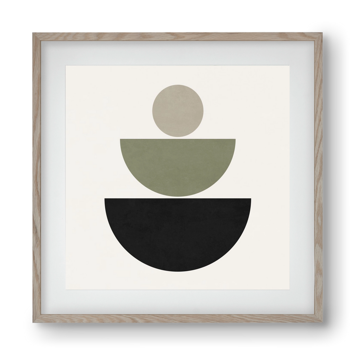 GEOMETRIC SHAPES  - GREEN AND BLACK, 40x40 cm (30x30 cm), Tölgy keret, paszpartuval