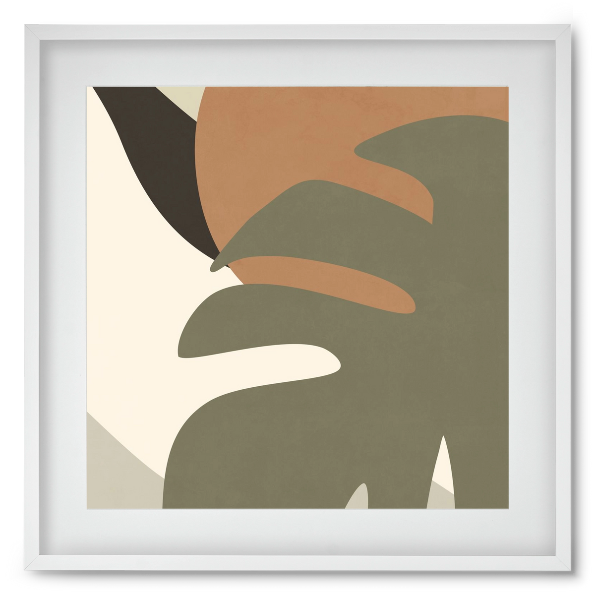 MINIMALIST TROPICAL PLANT , 50x50 cm (40x40 cm), Fehér keret, paszpartuval