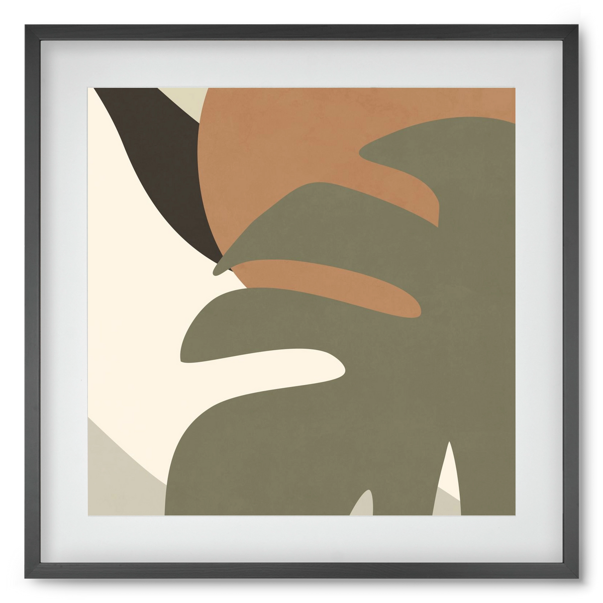 MINIMALIST TROPICAL PLANT , 50x50 cm (40x40 cm), Fekete keret, paszpartuval