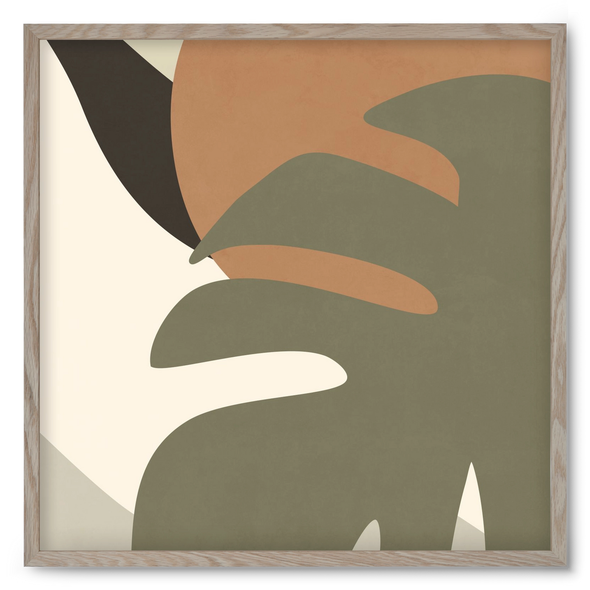 MINIMALIST TROPICAL PLANT , 50x50 cm (50x50 cm), Tölgy keret