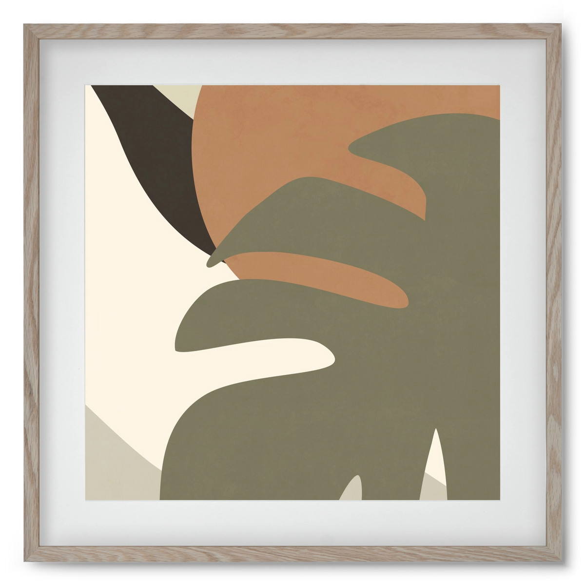 MINIMALIST TROPICAL PLANT , 50x50 cm (40x40 cm), Tölgy keret, paszpartuval