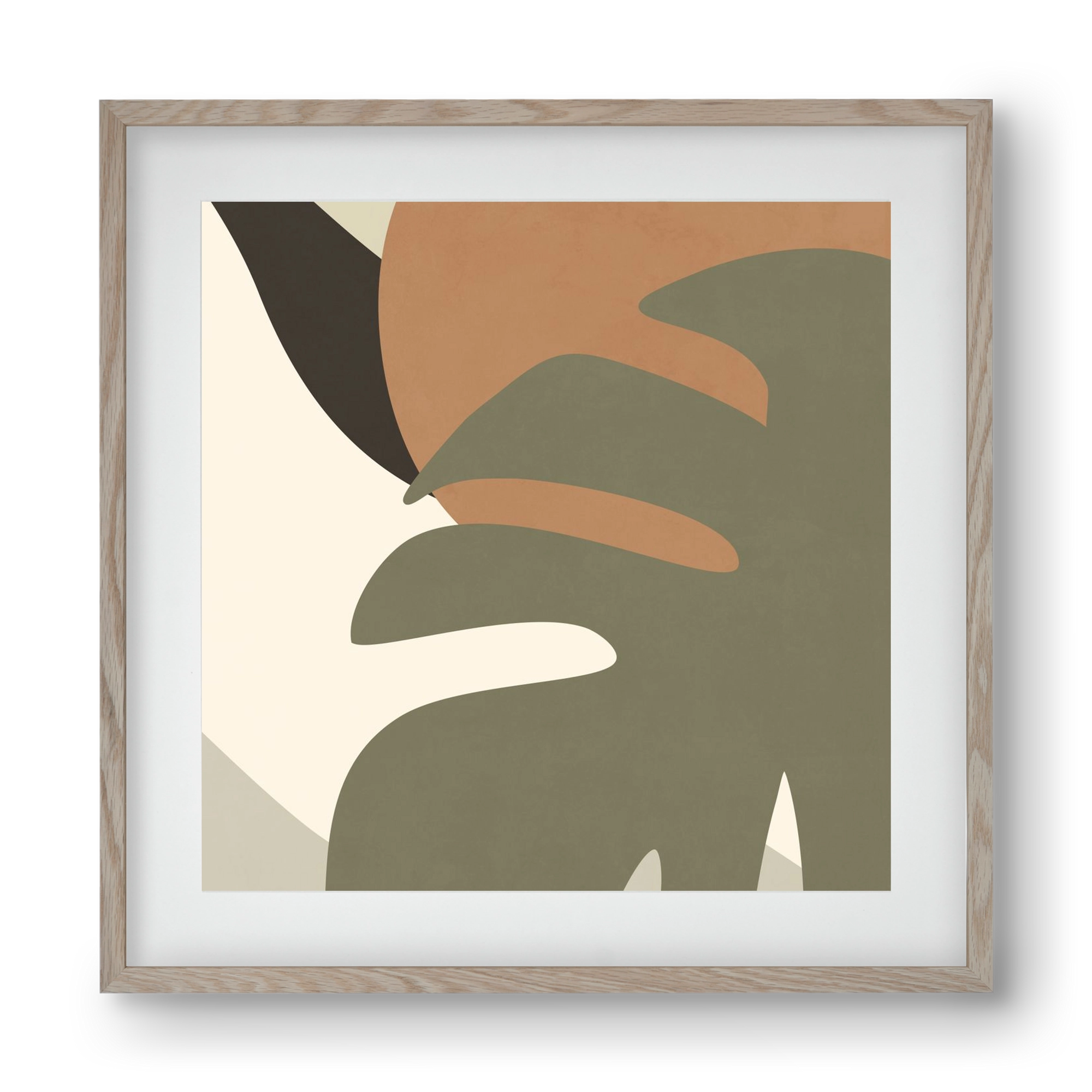 MINIMALIST TROPICAL PLANT , 40x40 cm (30x30 cm), Tölgy keret, paszpartuval