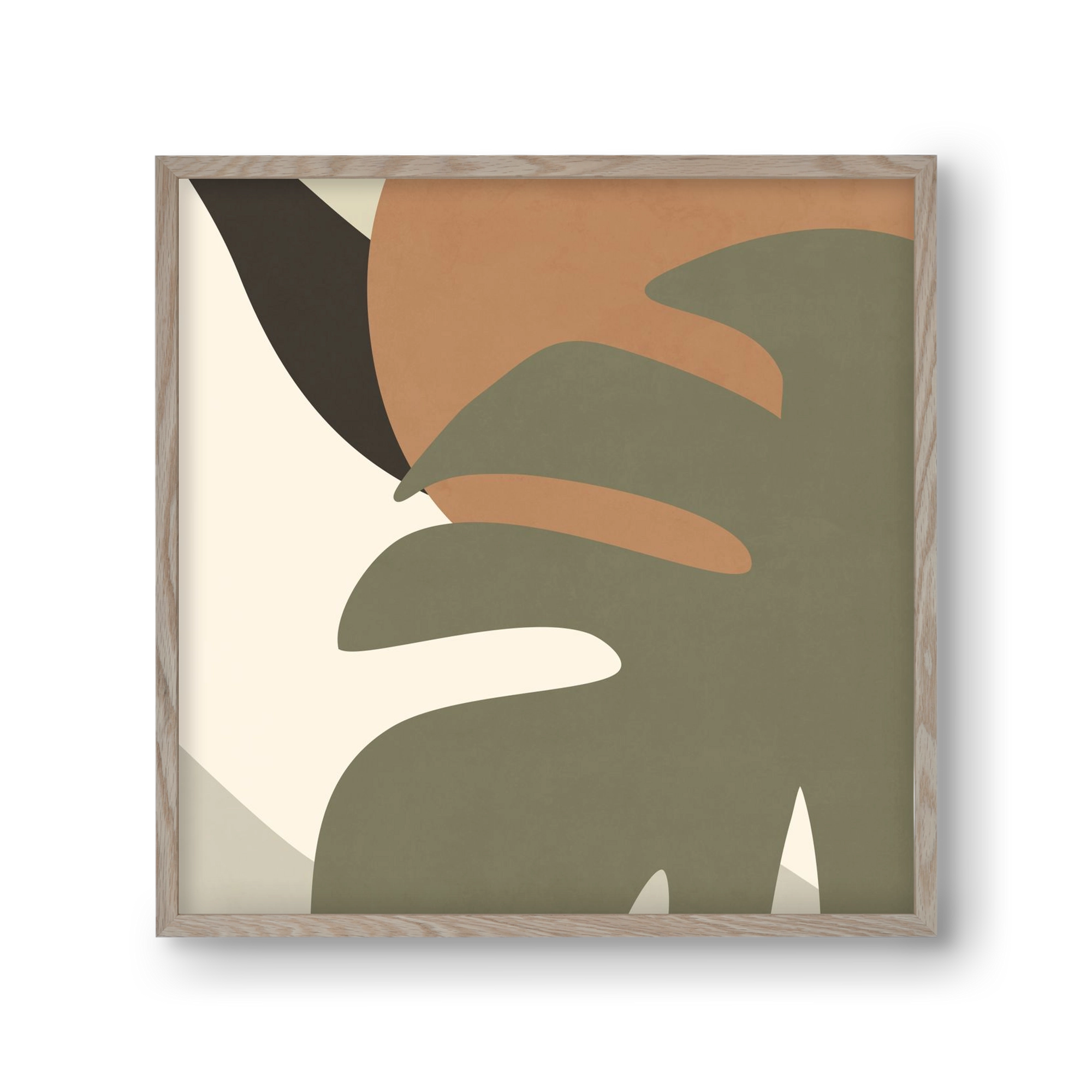 MINIMALIST TROPICAL PLANT , 30x30 cm (30x30 cm), Tölgy keret