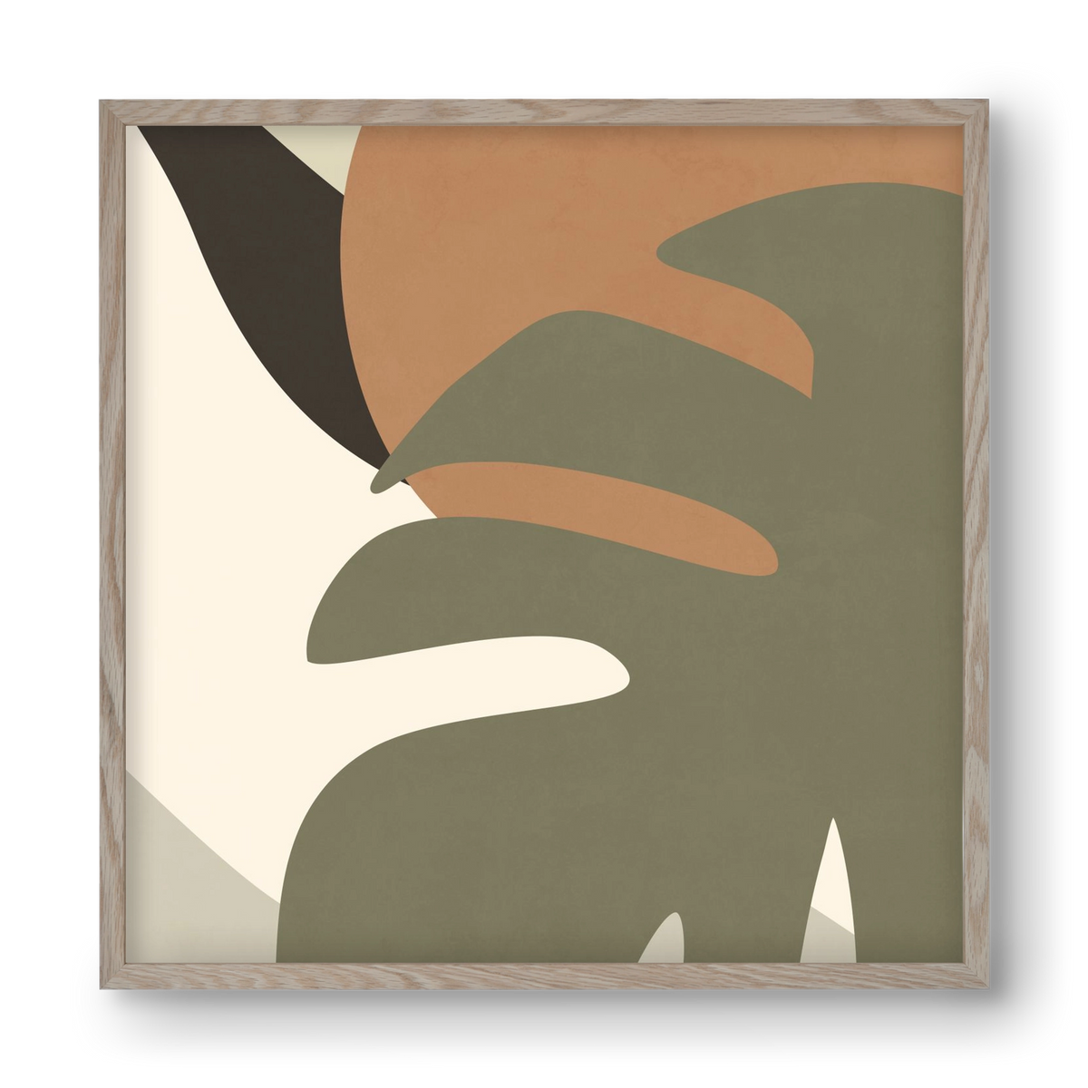 MINIMALIST TROPICAL PLANT , 40x40 cm (40x40 cm), Tölgy keret