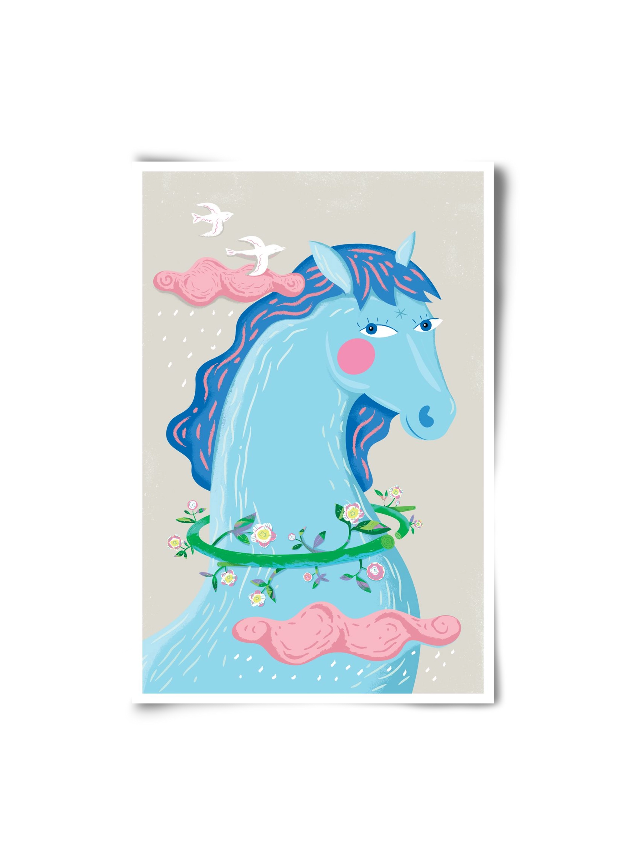 Kék póni, 20x30 cm, Keret nélkül