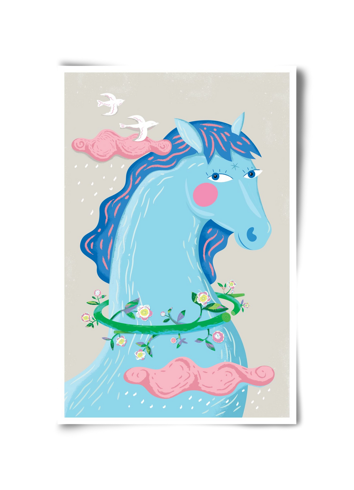 Kék póni, 30x45 cm, Keret nélkül