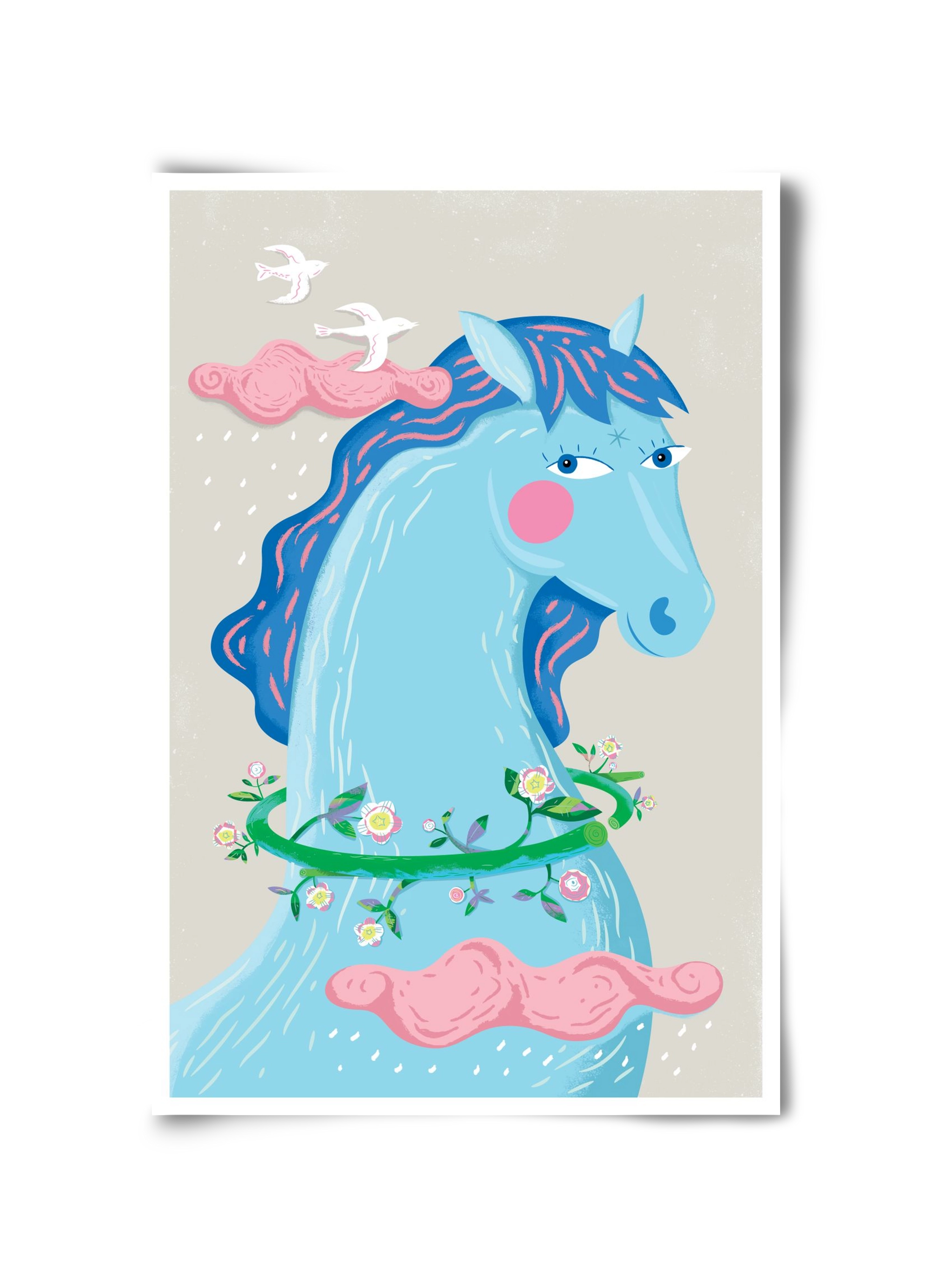 Kék póni, 30x45 cm, Keret nélkül