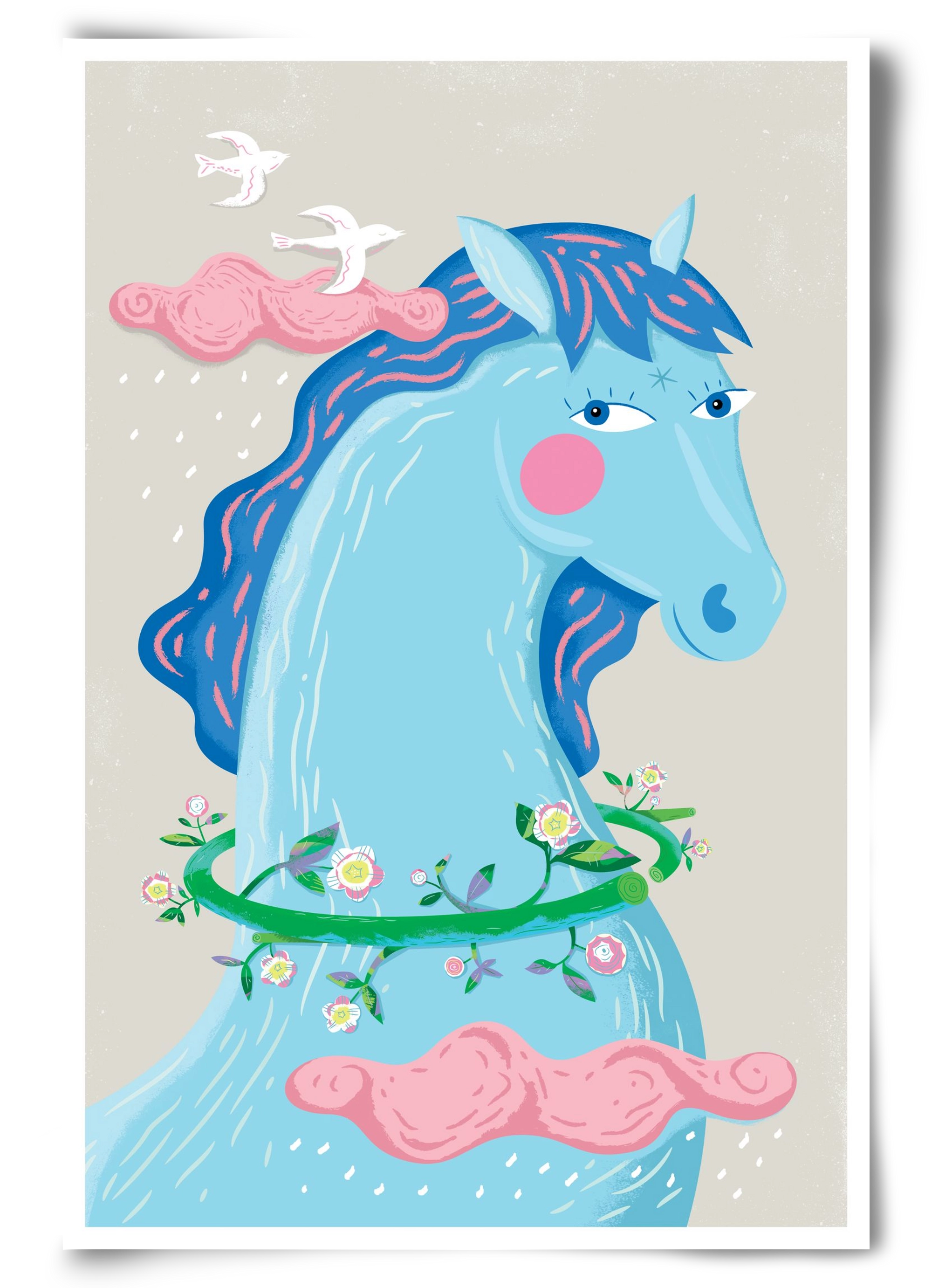 Kék póni, 60x90 cm, Keret nélkül