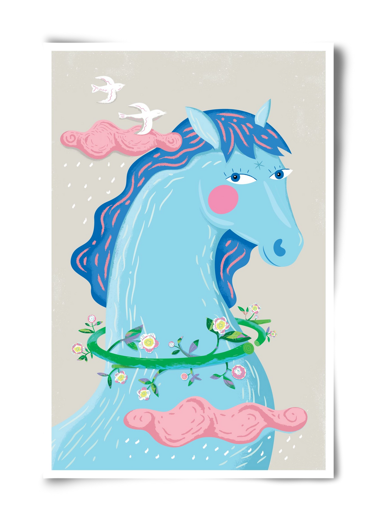 Kék póni, 40x60 cm, Keret nélkül