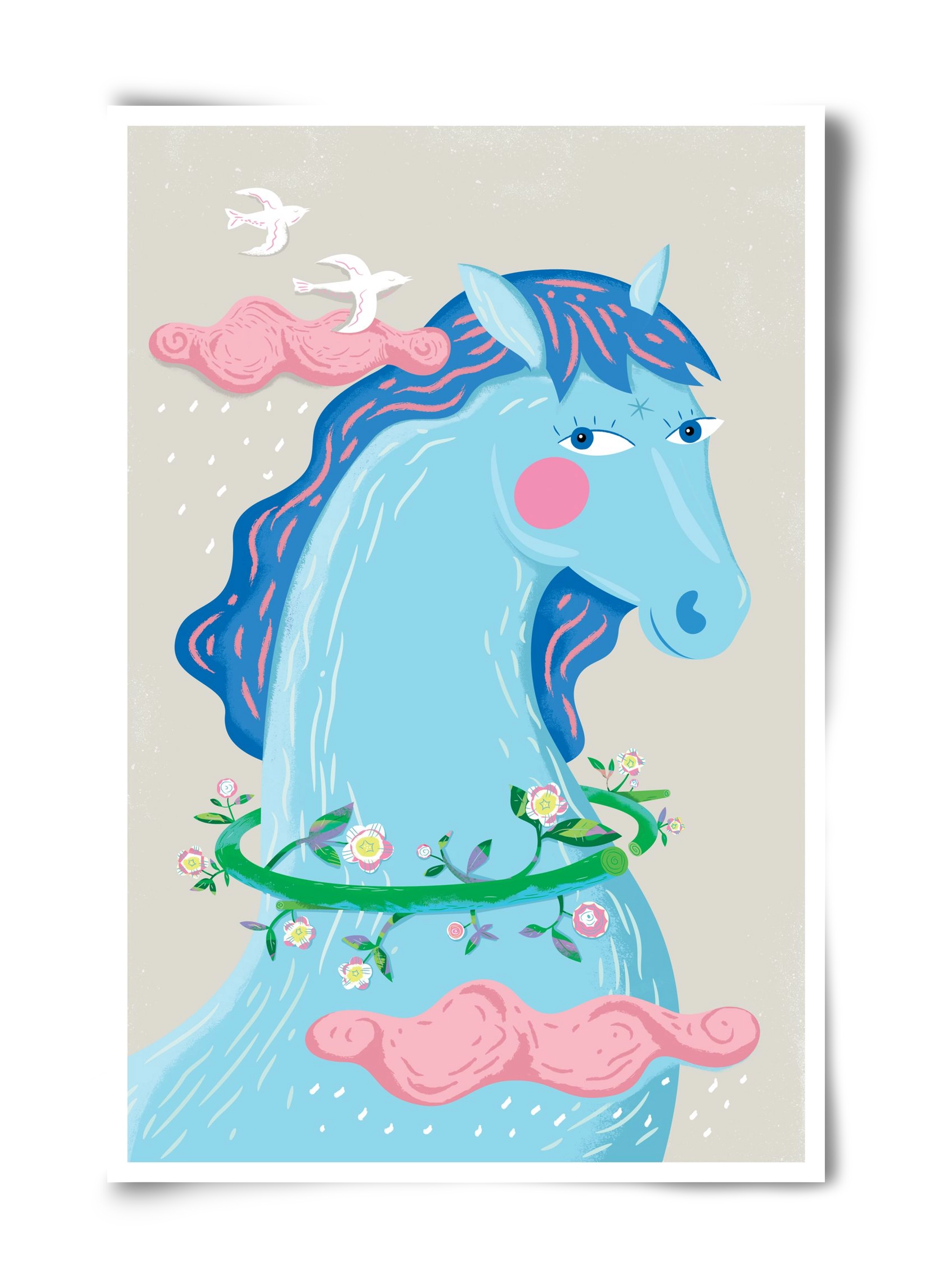 Kék póni, 40x60 cm, Keret nélkül