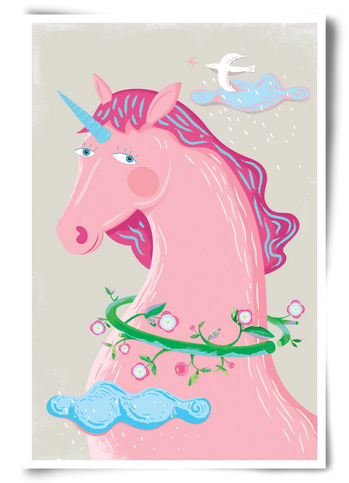 Pink Unikornis, 60x90 cm, Keret nélkül