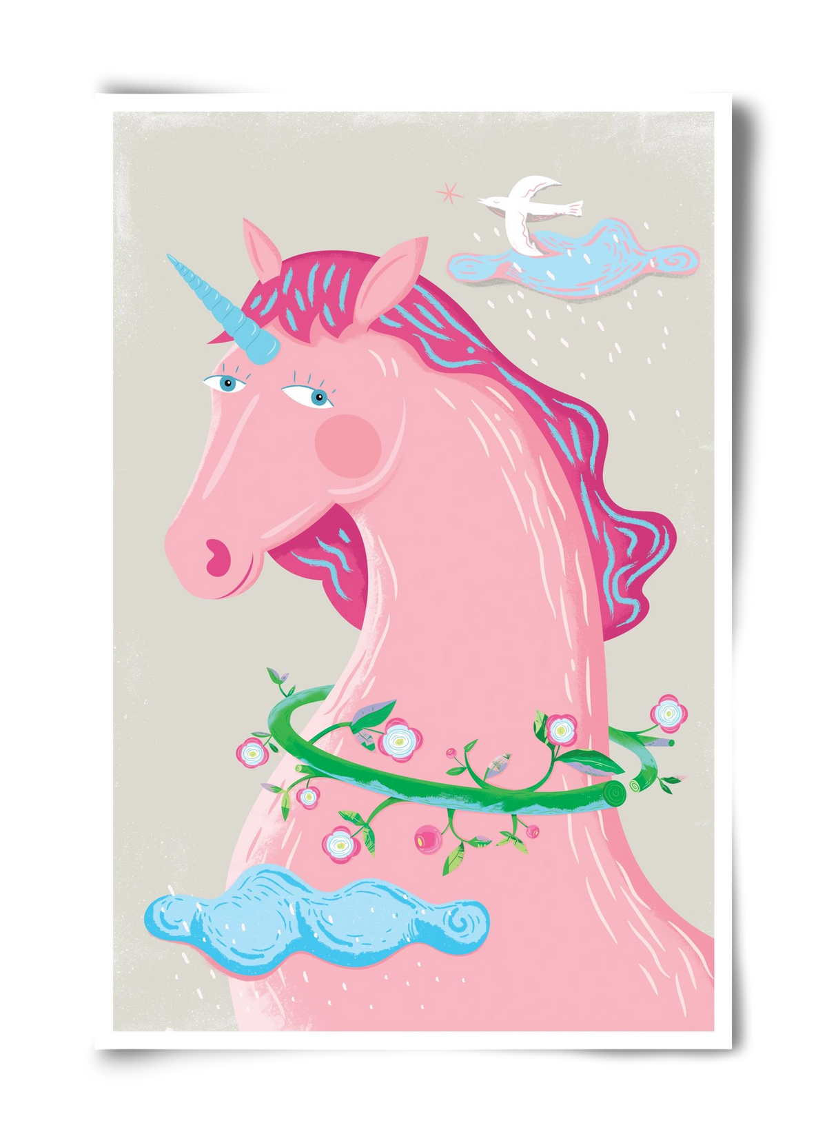 Pink Unikornis, 40x60 cm, Keret nélkül