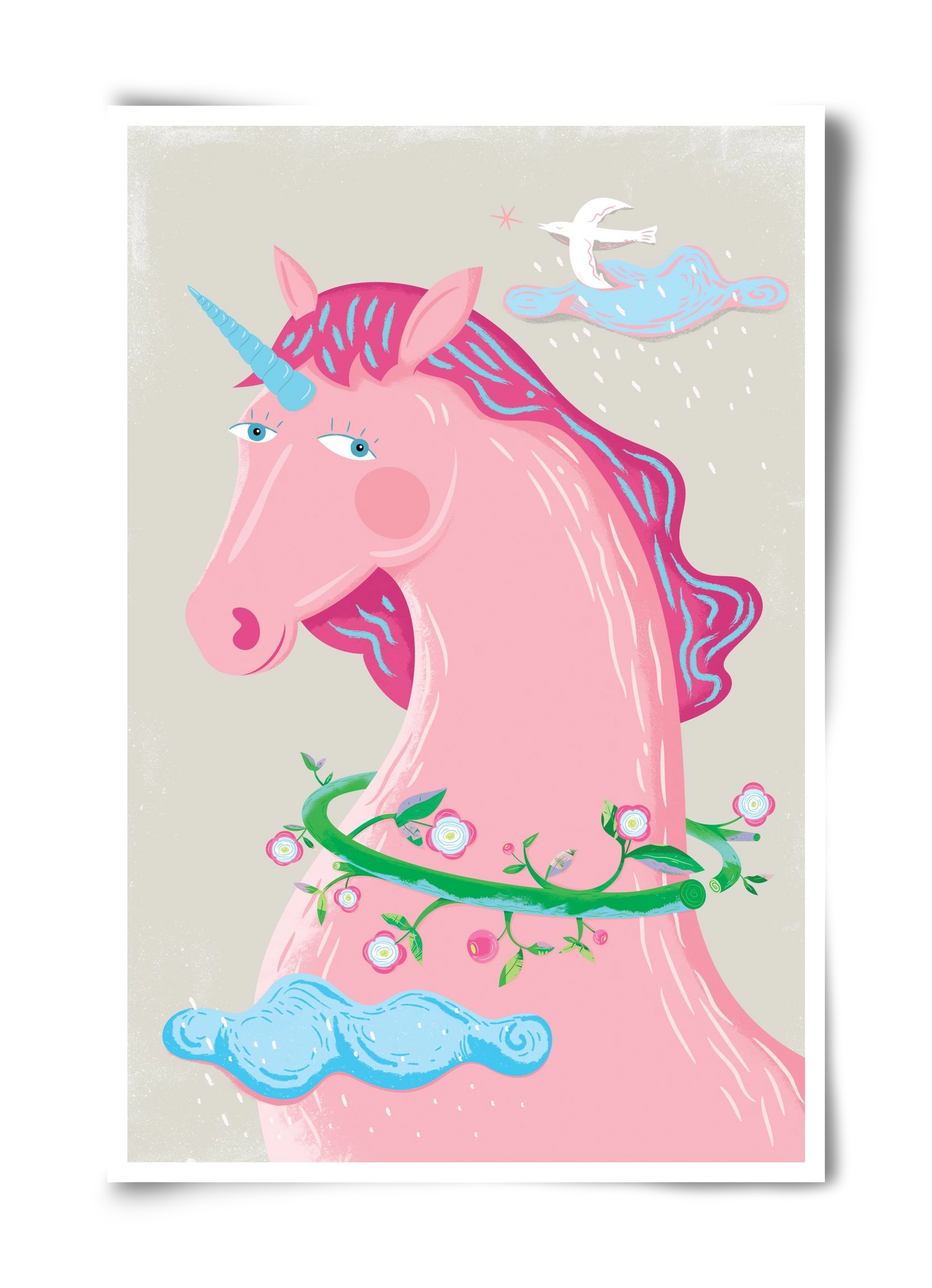 Pink Unikornis, 40x60 cm, Keret nélkül