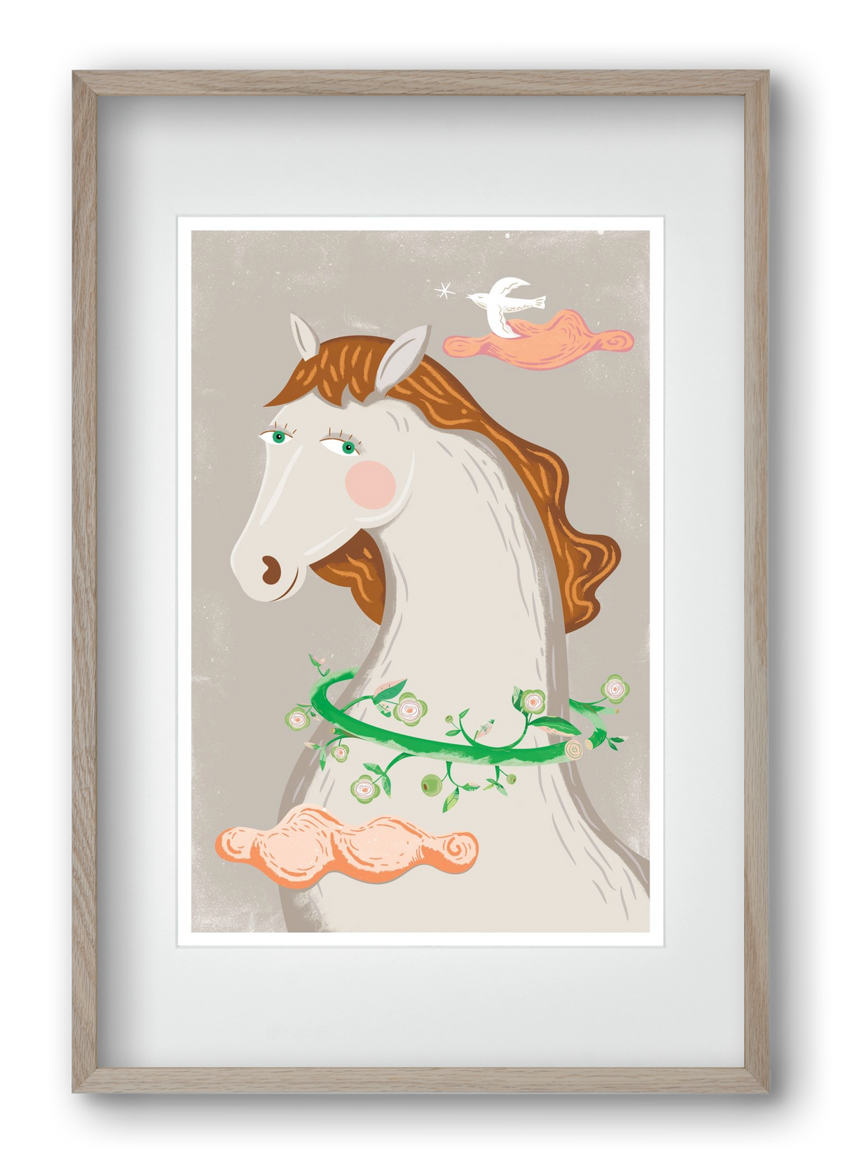 Póniló, 40x60 cm (30x45 cm), Tölgy keret, paszpartuval