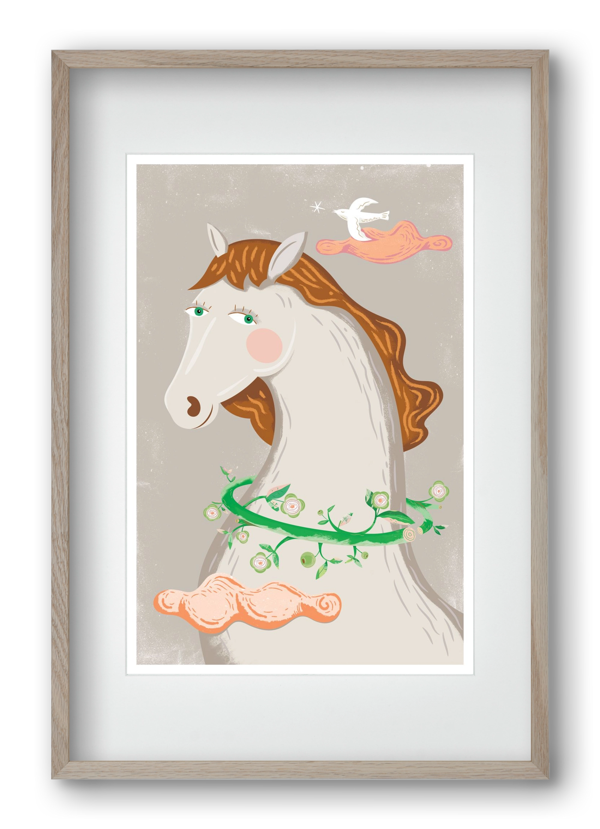 Póniló, 40x60 cm (30x45 cm), Tölgy keret, paszpartuval