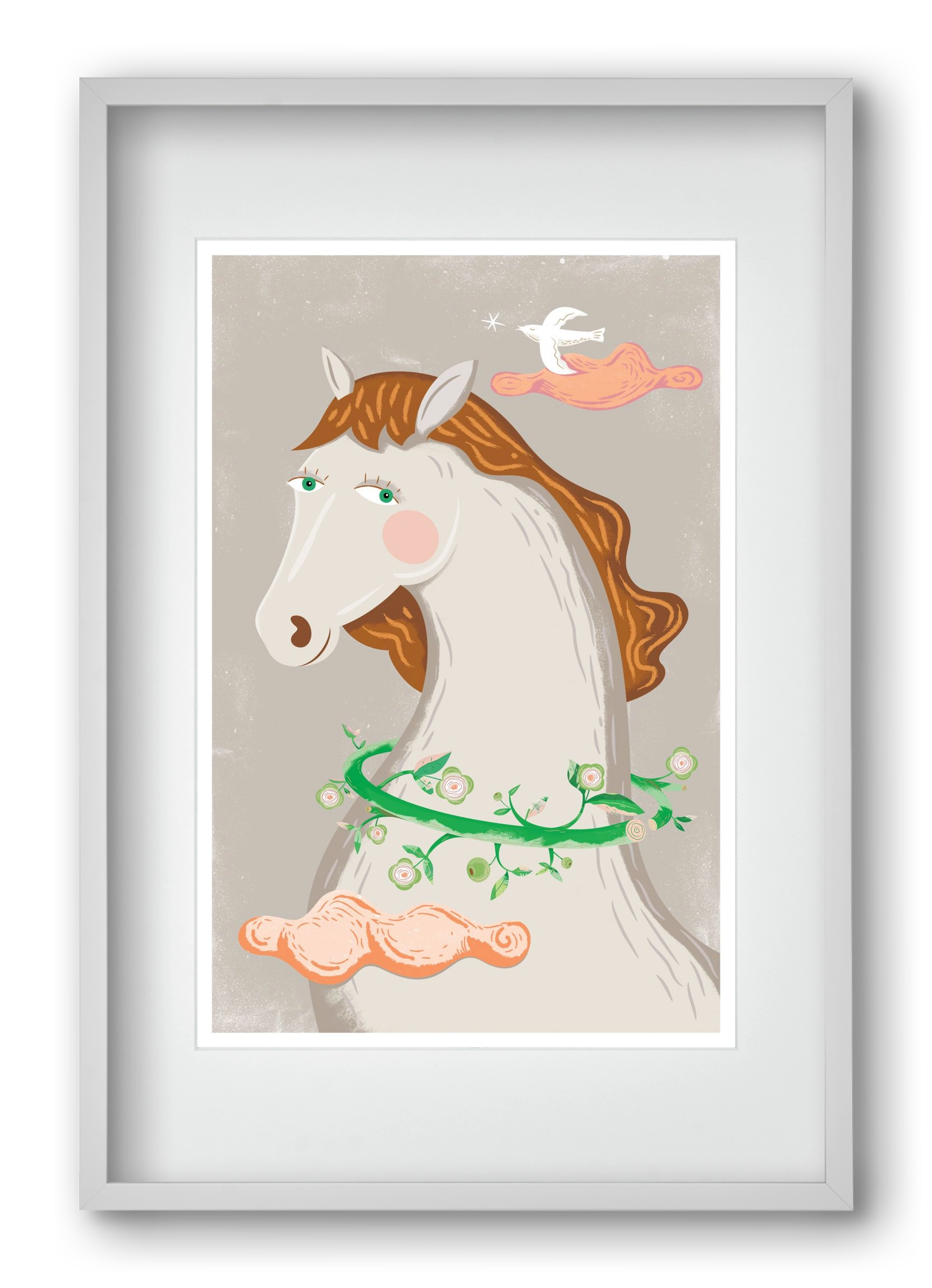 Póniló, 40x60 cm (30x45 cm), Fehér keret, paszpartuval