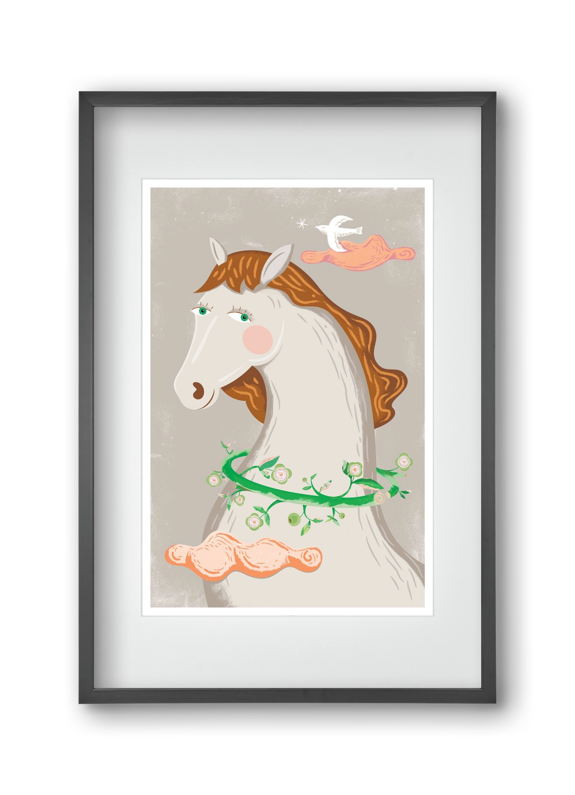 Póniló, 30x45 cm (20x30 cm), Fekete keret, paszpartuval