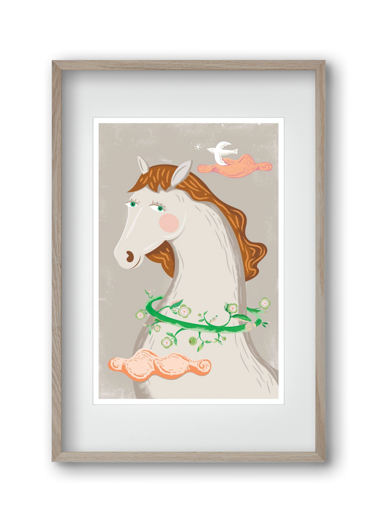 Póniló, 30x45 cm (20x30 cm), Tölgy keret, paszpartuval