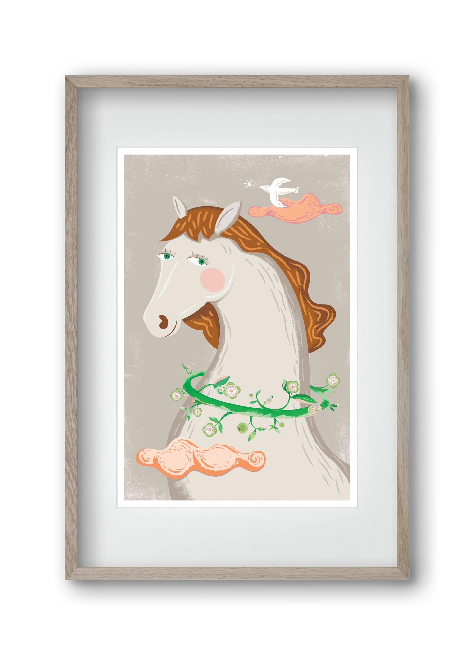 Póniló, 30x45 cm (20x30 cm), Tölgy keret, paszpartuval