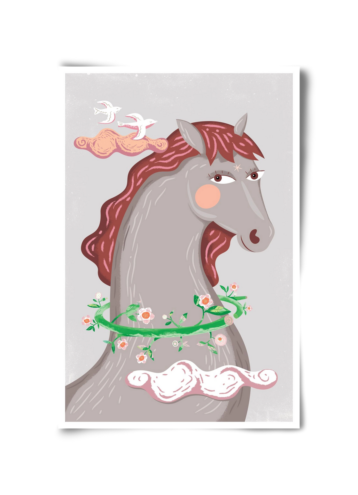 Szürke póniló , 30x45 cm, Keret nélkül