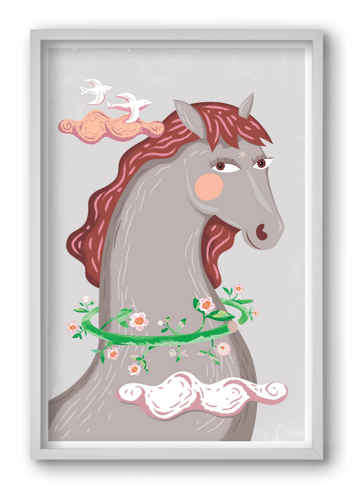 Szürke póniló , 40x60 cm (40x60 cm), Fehér keret