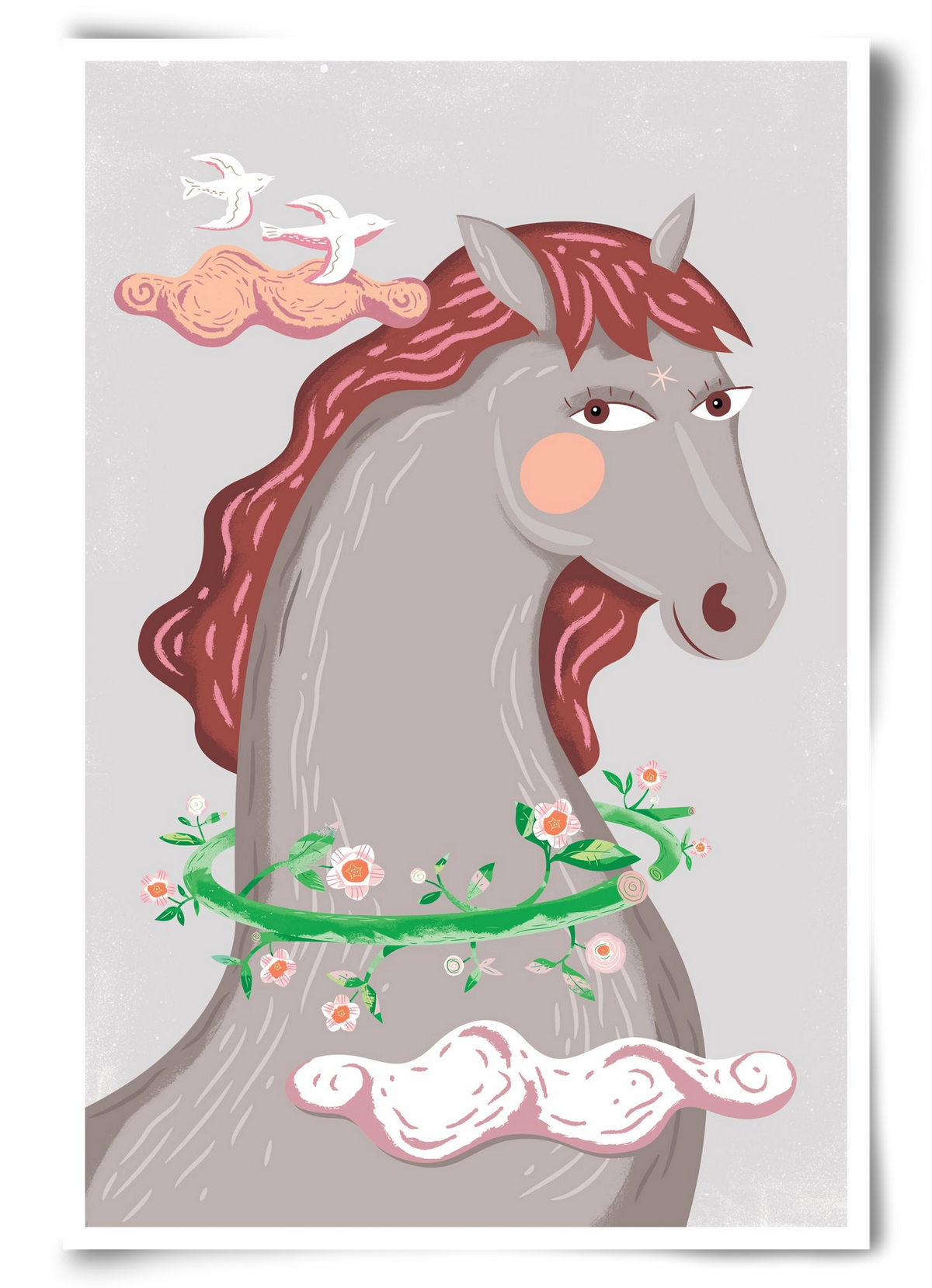 Szürke póniló , 60x90 cm, Keret nélkül