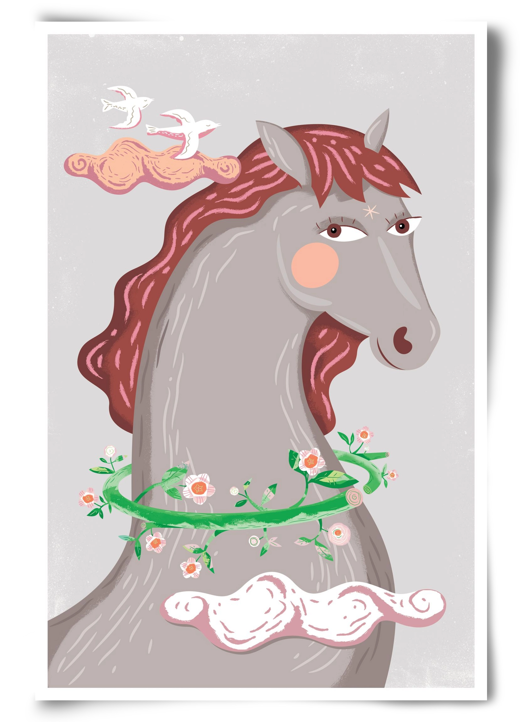 Szürke póniló , 60x90 cm, Keret nélkül