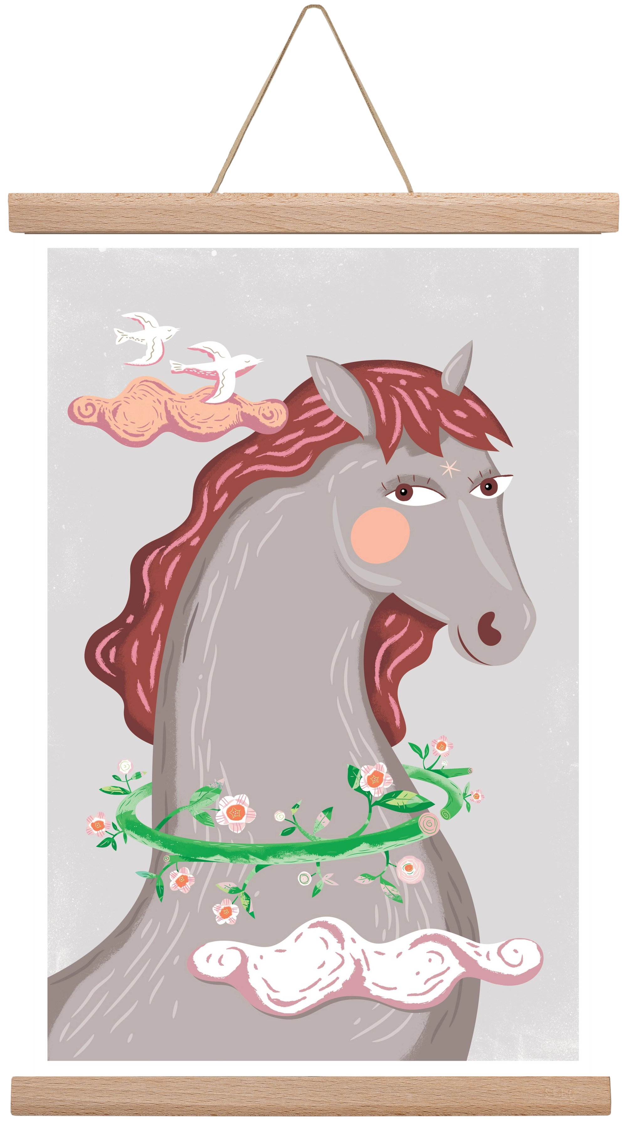 Szürke póniló , 30x45 cm (30x45 cm), Tölgy akasztó