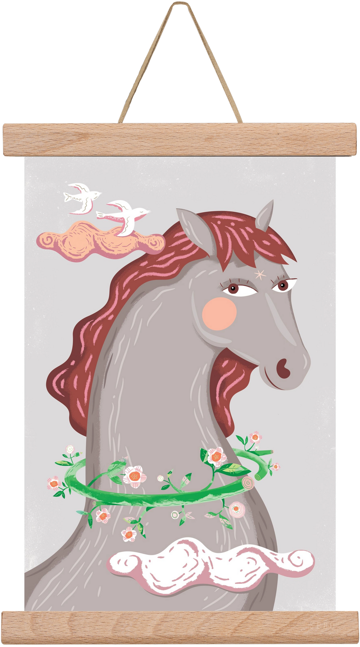 Szürke póniló , 20x30 cm (20x30 cm), Tölgy akasztó