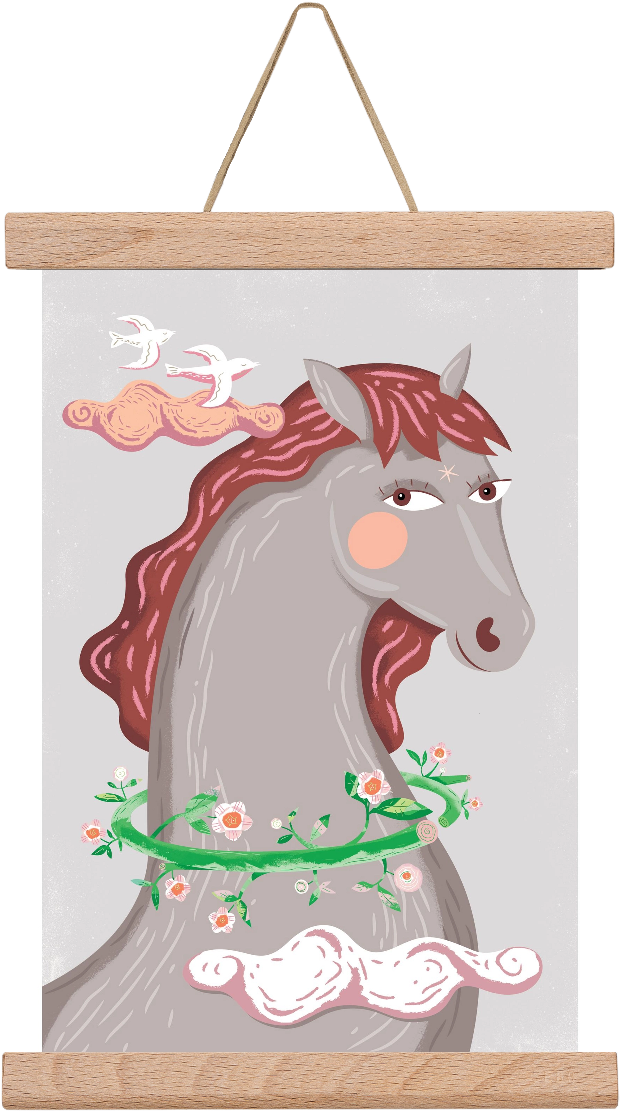 Szürke póniló , 20x30 cm (20x30 cm), Tölgy akasztó