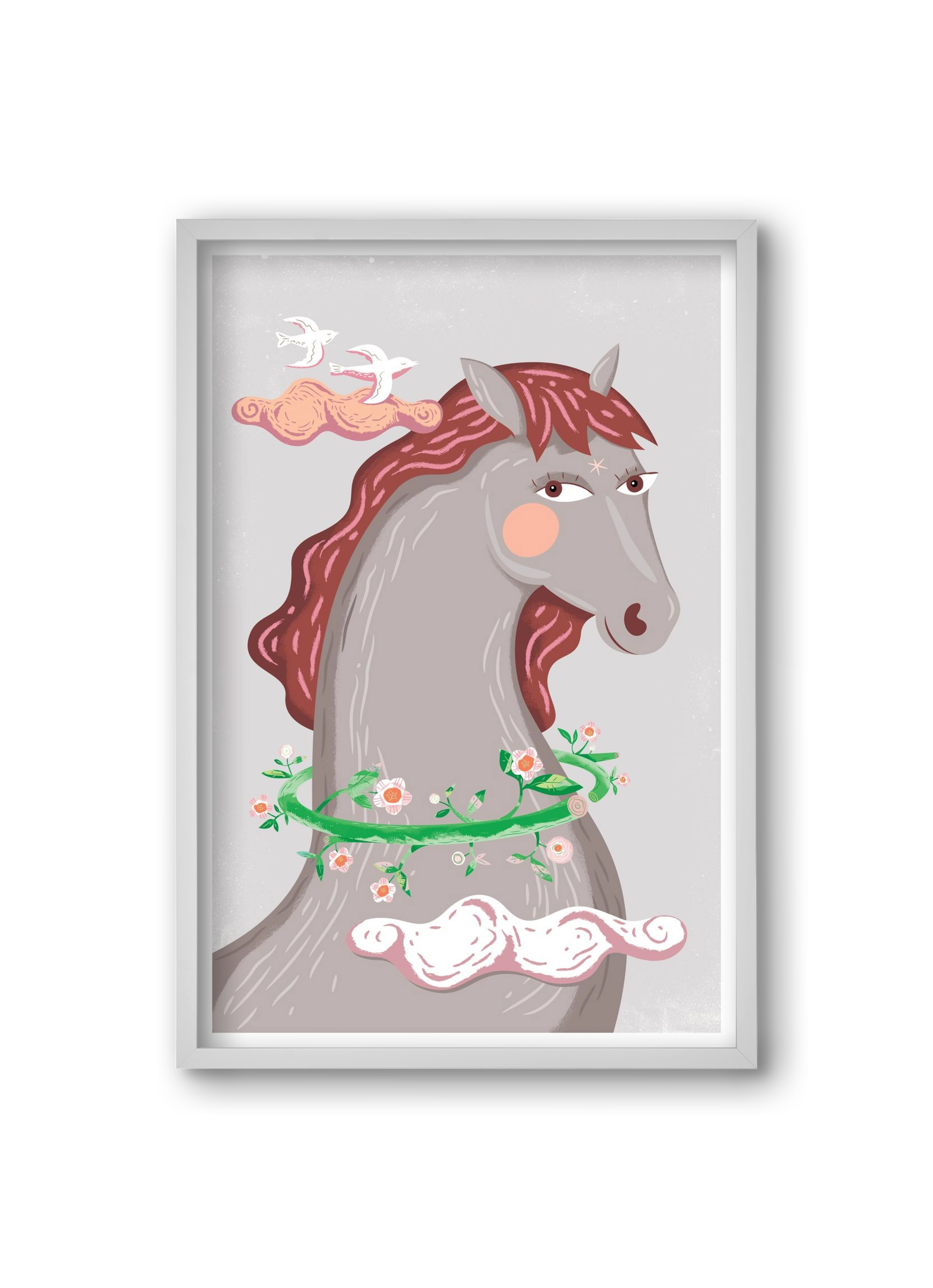 Szürke póniló , 20x30 cm (20x30 cm), Fehér keret