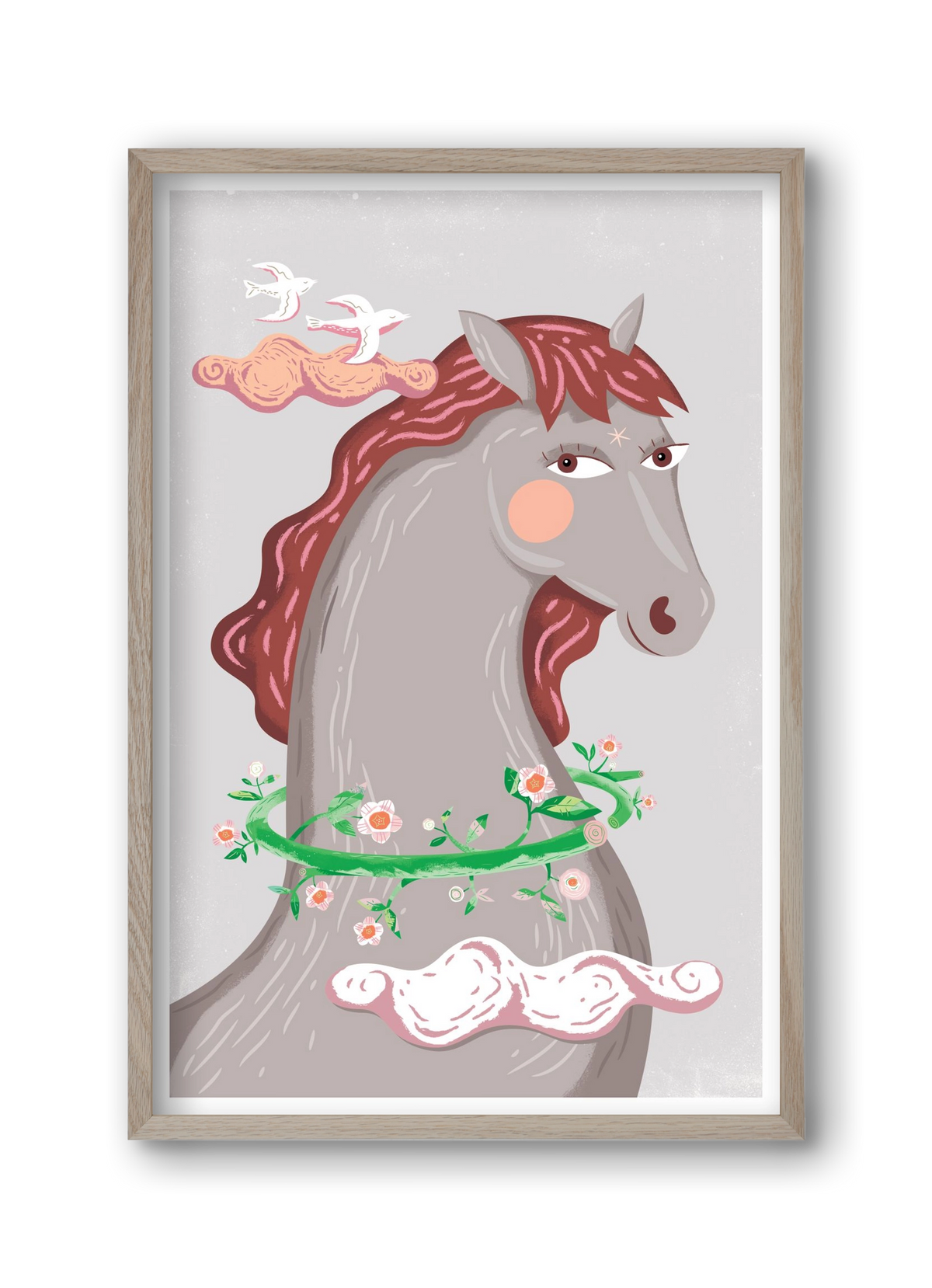 Szürke póniló , 30x45 cm (30x45 cm), Tölgy keret