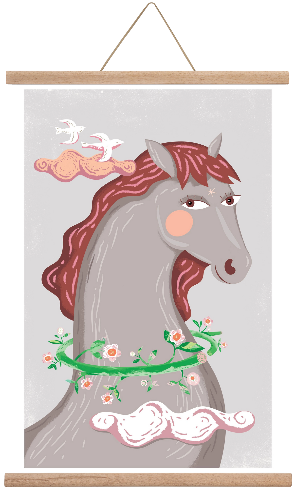 Szürke póniló , 40x60 cm (40x60 cm), Tölgy akasztó