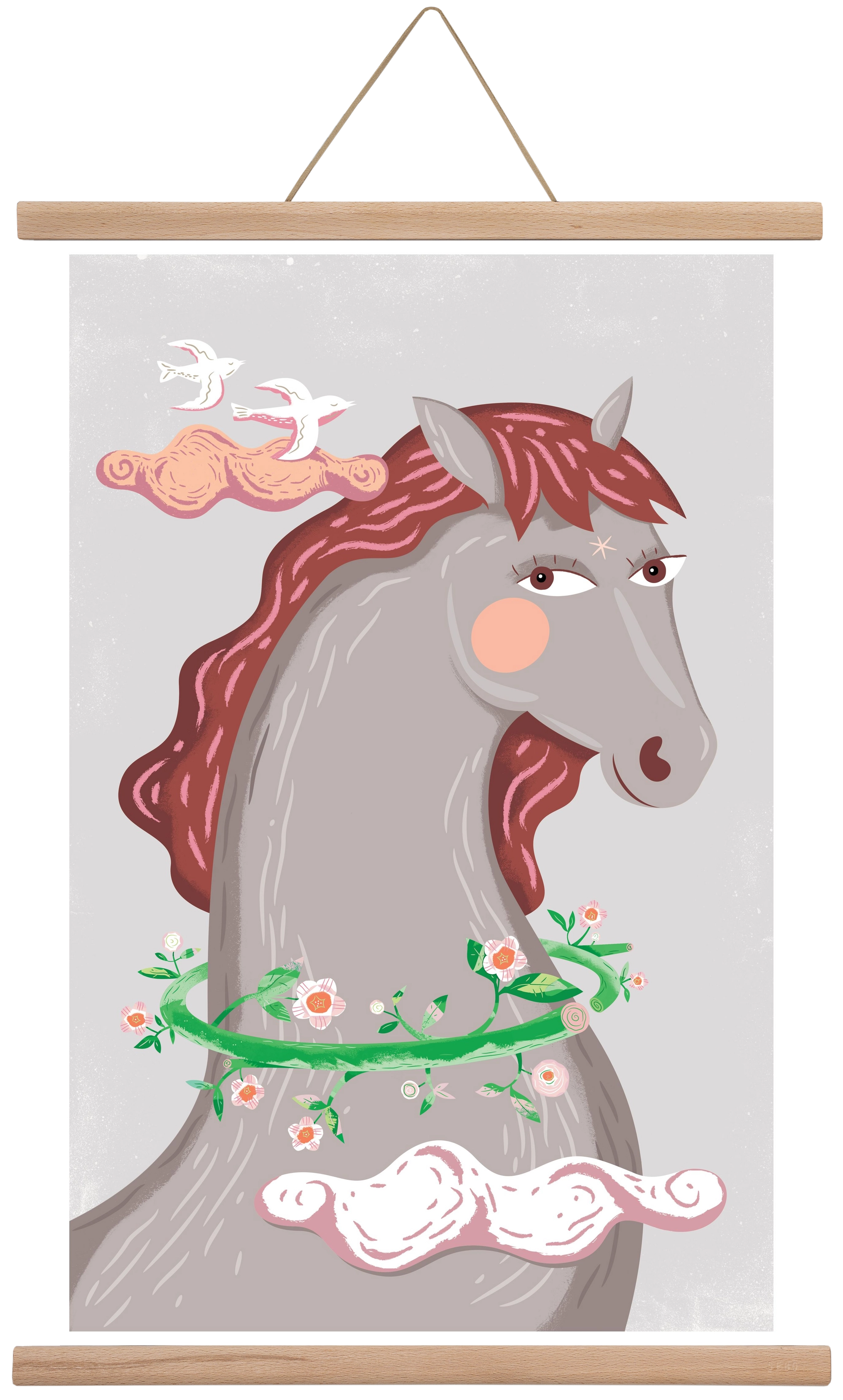 Szürke póniló , 40x60 cm (40x60 cm), Tölgy akasztó