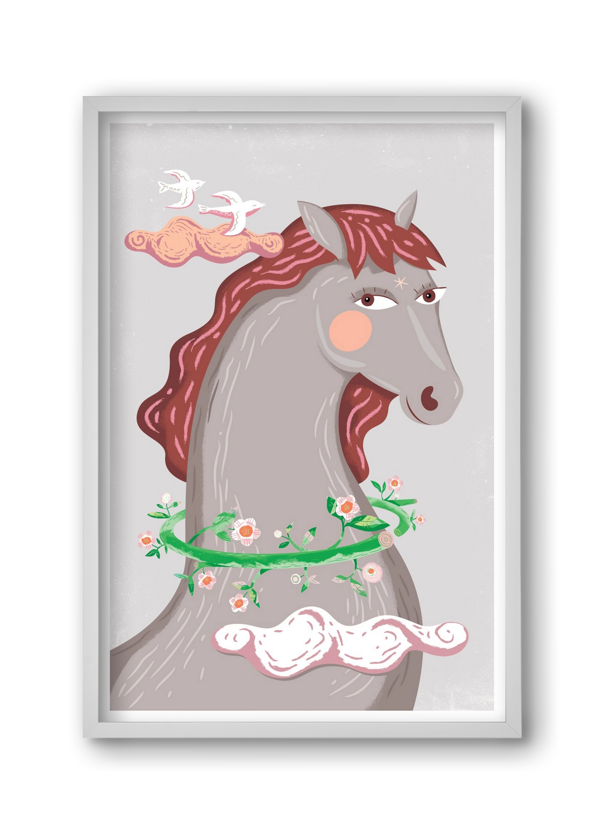 Szürke póniló , 30x45 cm (30x45 cm), Fehér keret