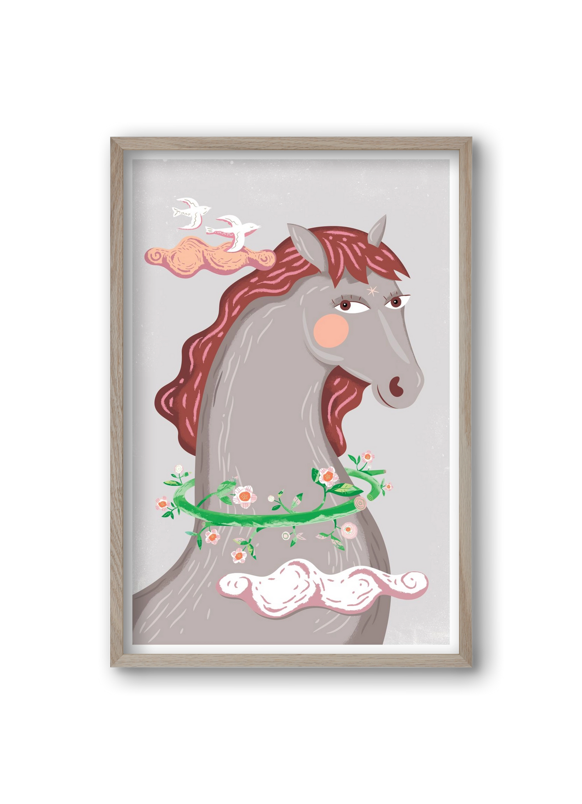 Szürke póniló , 20x30 cm (20x30 cm), Tölgy keret