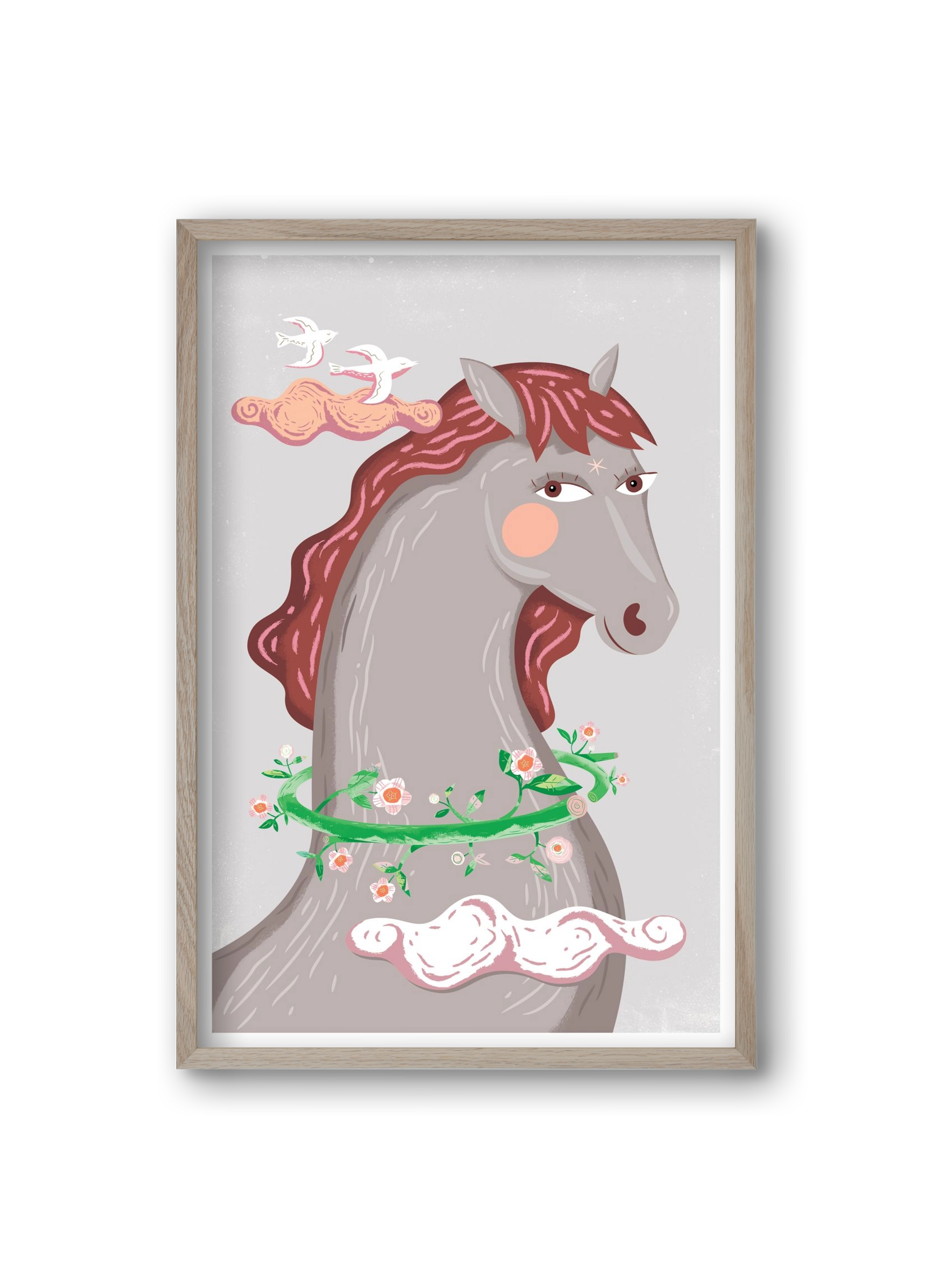 Szürke póniló , 20x30 cm (20x30 cm), Tölgy keret