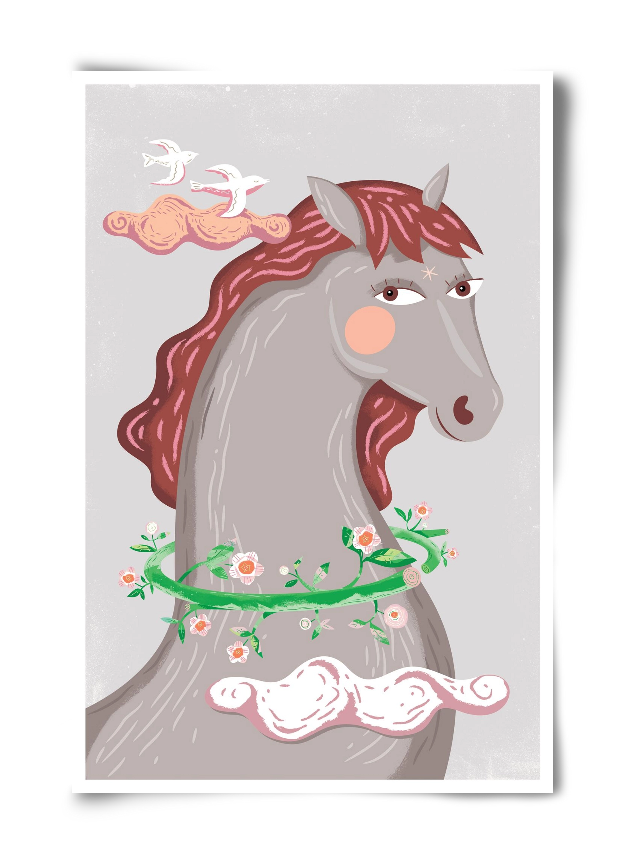 Szürke póniló , 40x60 cm, Keret nélkül