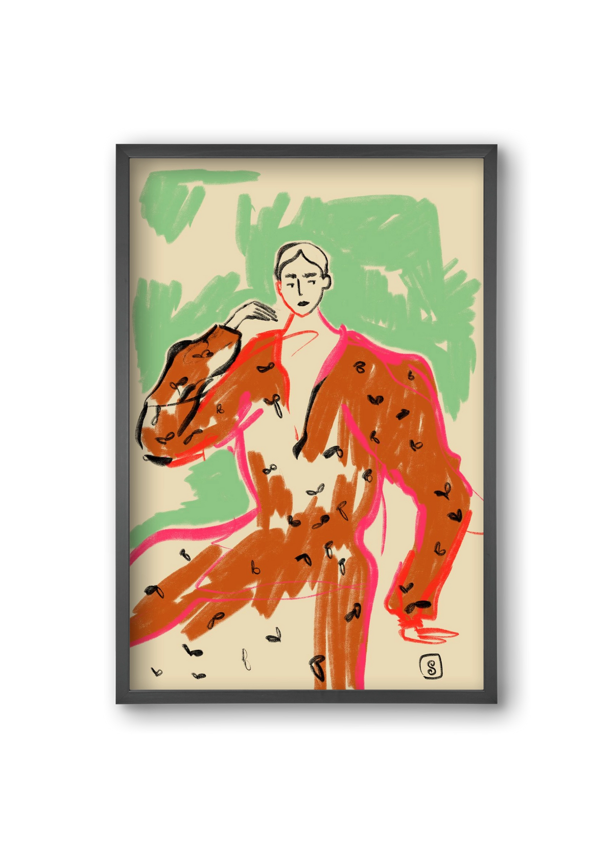 WOMAN IN A TERRACOTTA DRESS, 20x30 cm (20x30 cm), Fekete keret