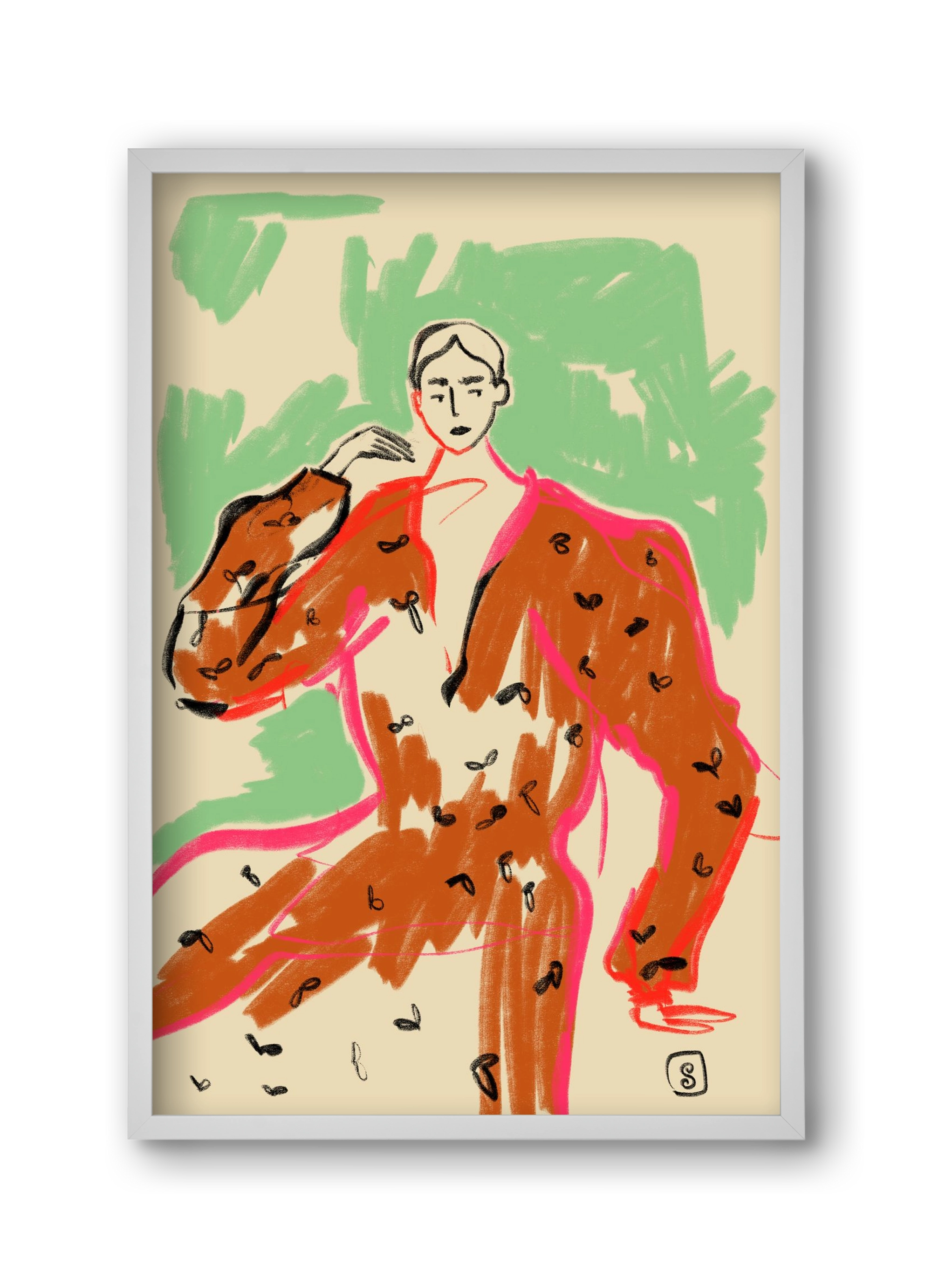 WOMAN IN A TERRACOTTA DRESS, 30x45 cm (30x45 cm), Fehér keret