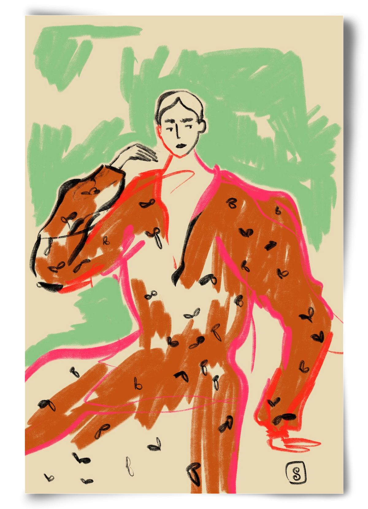 WOMAN IN A TERRACOTTA DRESS, 60x90 cm, Keret nélkül