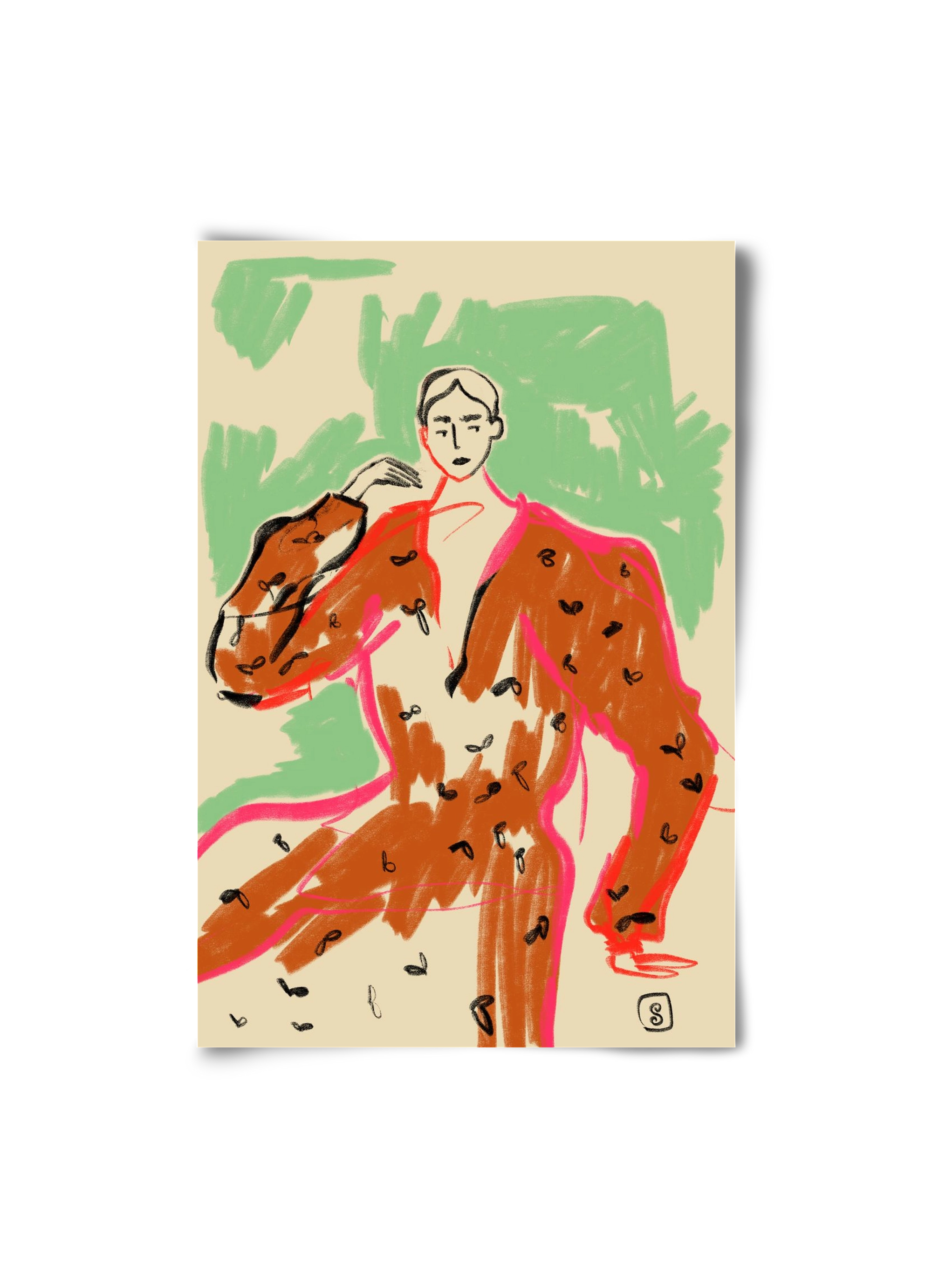 WOMAN IN A TERRACOTTA DRESS, 20x30 cm, Keret nélkül