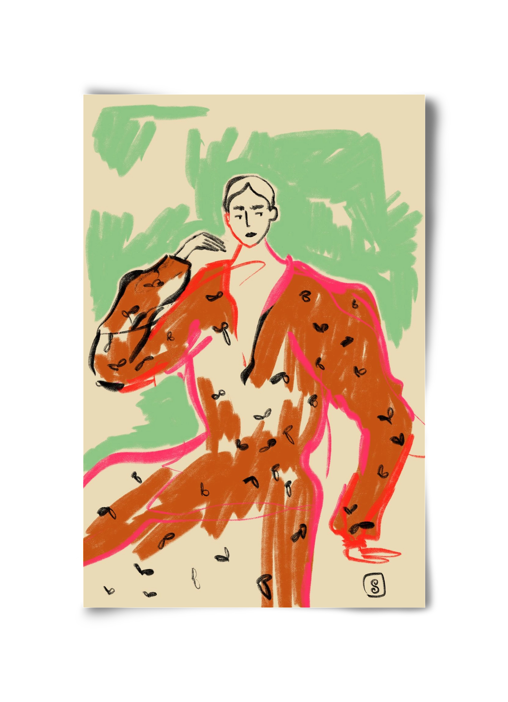 WOMAN IN A TERRACOTTA DRESS, 30x45 cm, Keret nélkül