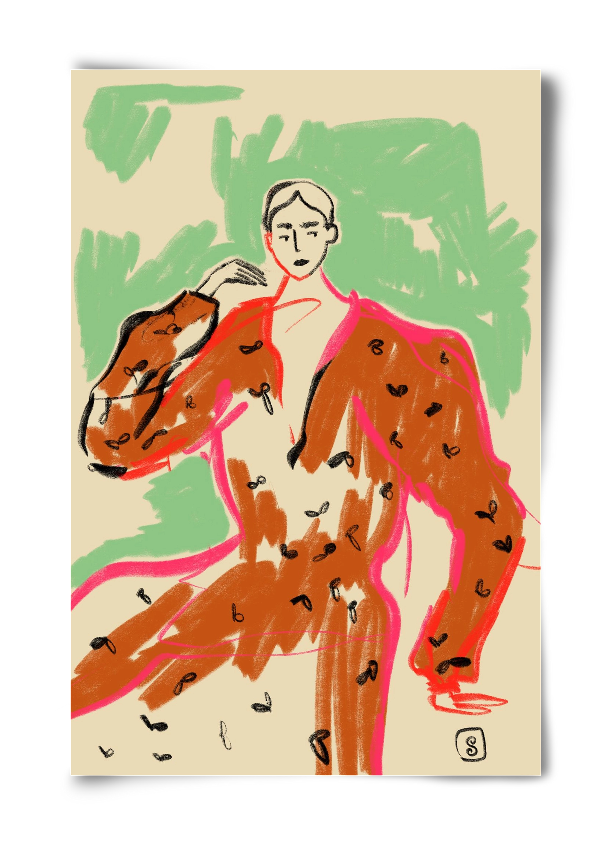 WOMAN IN A TERRACOTTA DRESS, 40x60 cm, Keret nélkül