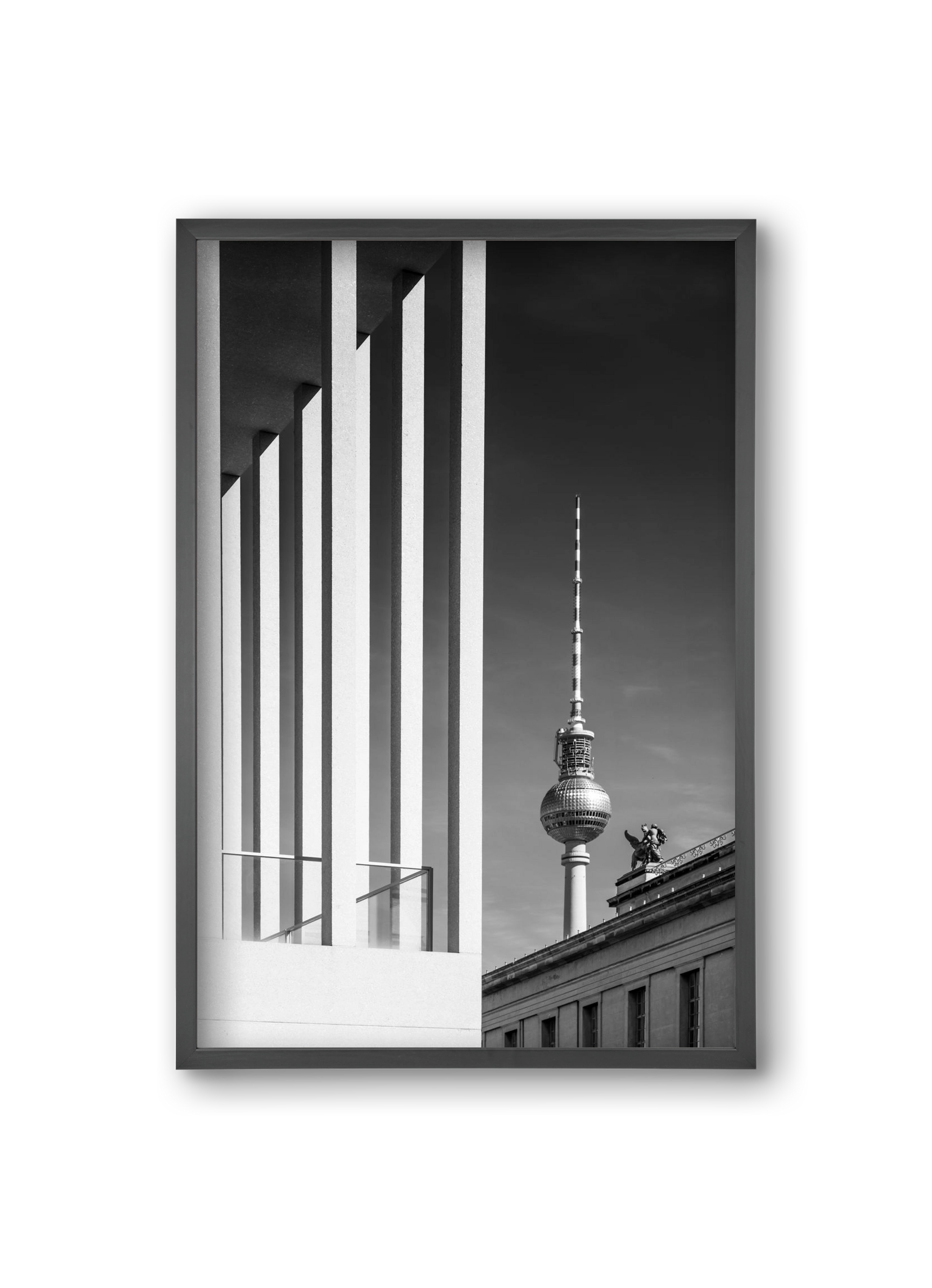 BERLIN Television Tower & Museum Island | Monochrome, 20x30 cm (20x30 cm), Fekete keret