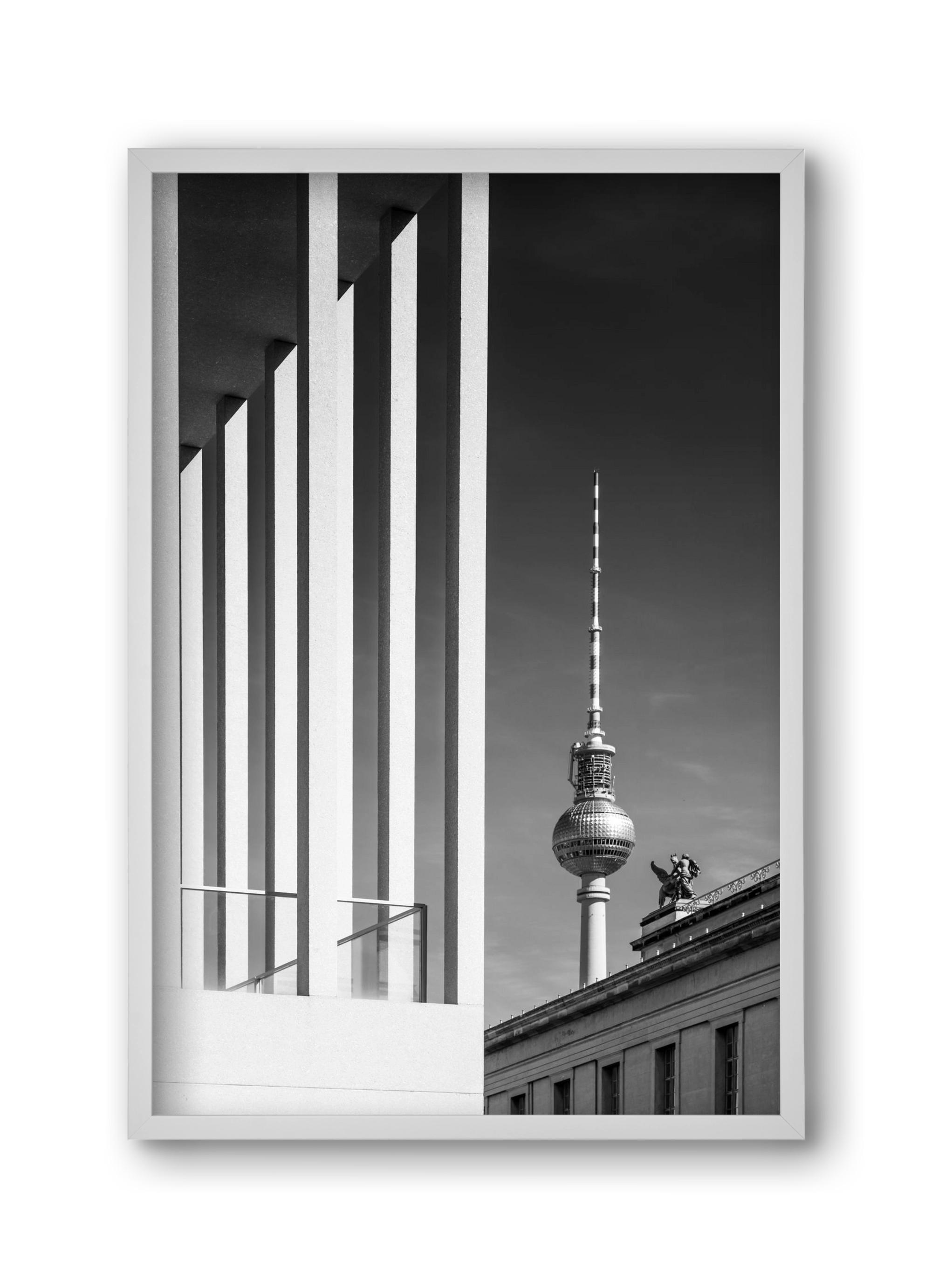 BERLIN Television Tower & Museum Island | Monochrome, 30x45 cm (30x45 cm), Fehér keret