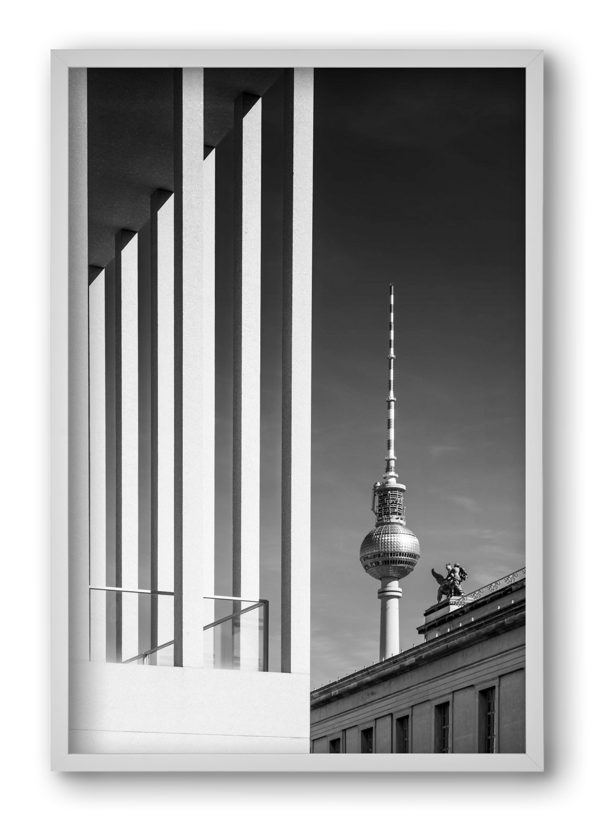 BERLIN Television Tower & Museum Island | Monochrome, 40x60 cm (40x60 cm), Fehér keret